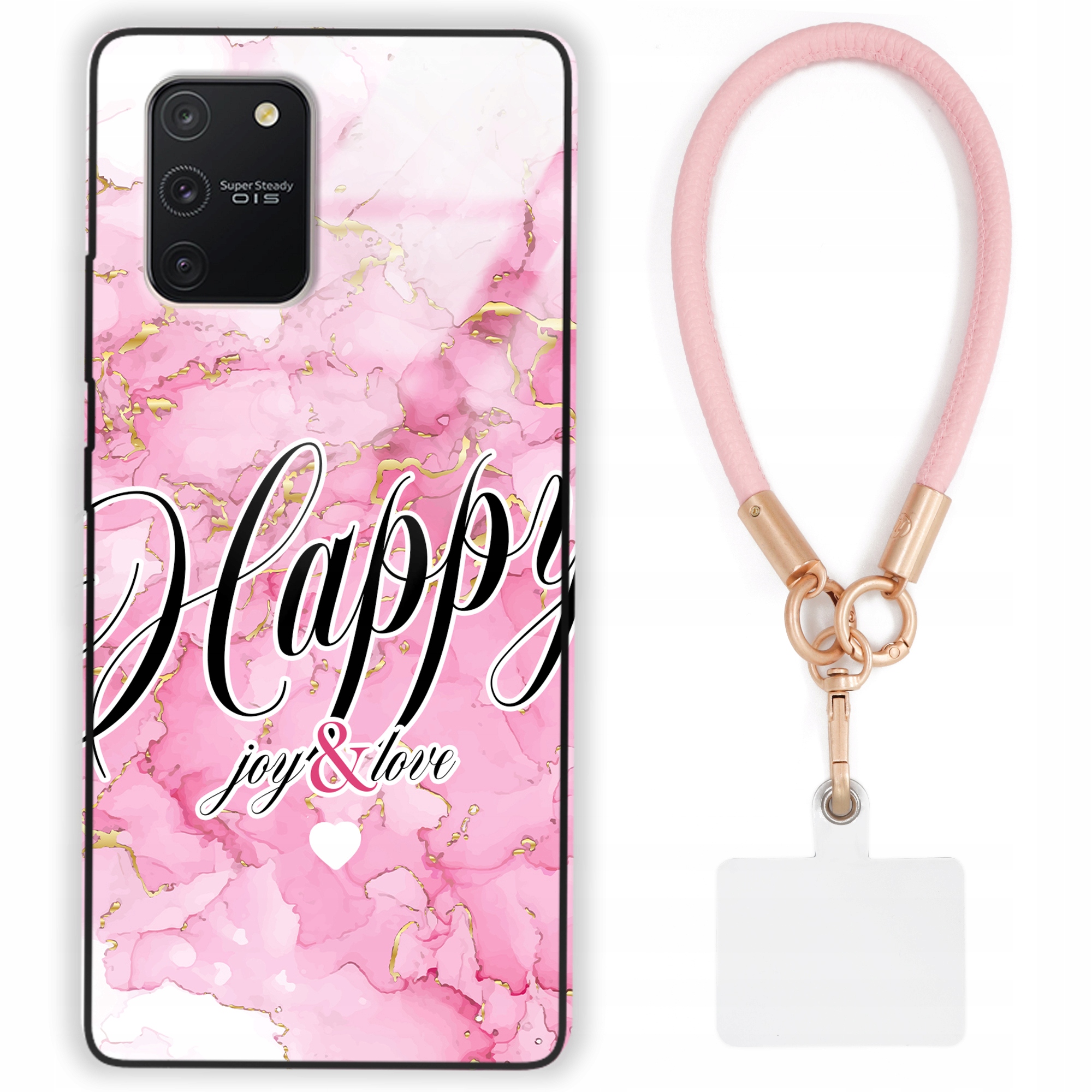 Pouzdro Pro Samsung A91 Case Lesklé Vodítko Růžová Kůže Mramor Glamour Vzory