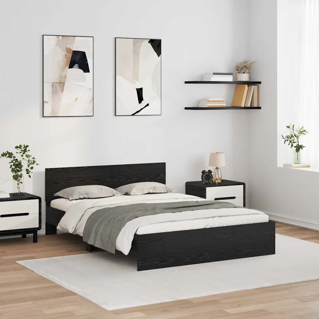 vidaXL Rám postele s čelo Černý dub 140 x 190 cm kompozitní dřevo