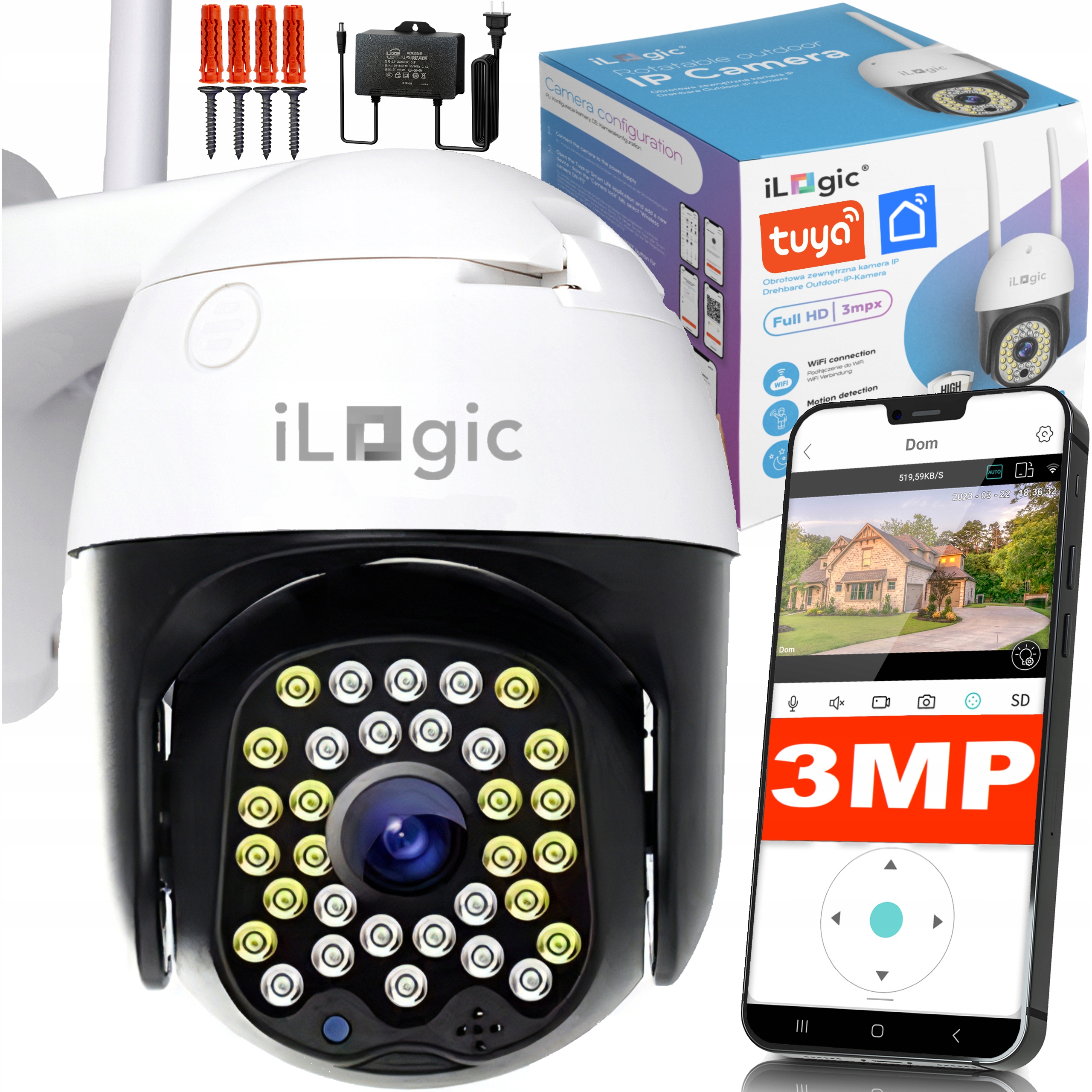 KAMERA ZEWNĘTRZNA OBROTOWA IP iLogic Smart Life FULL HD 2304x1296P 3MPx