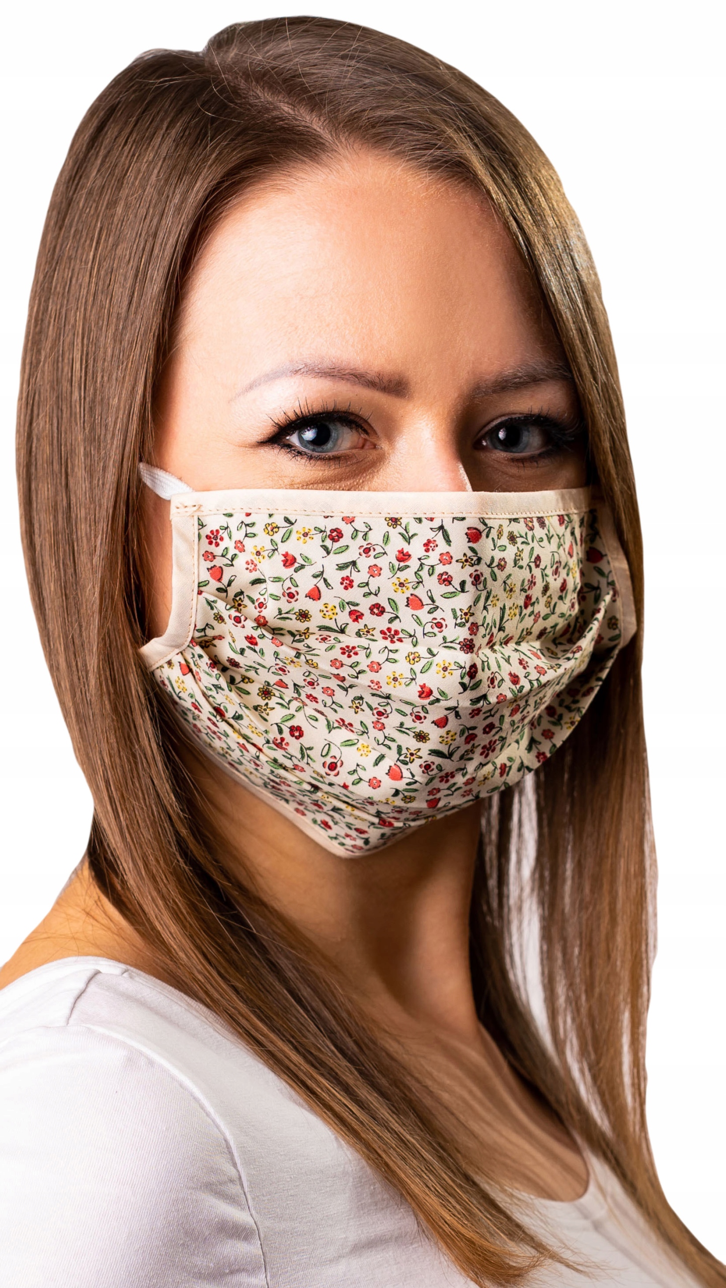 

Maska maseczka bawełna Street gumki Red Flowers