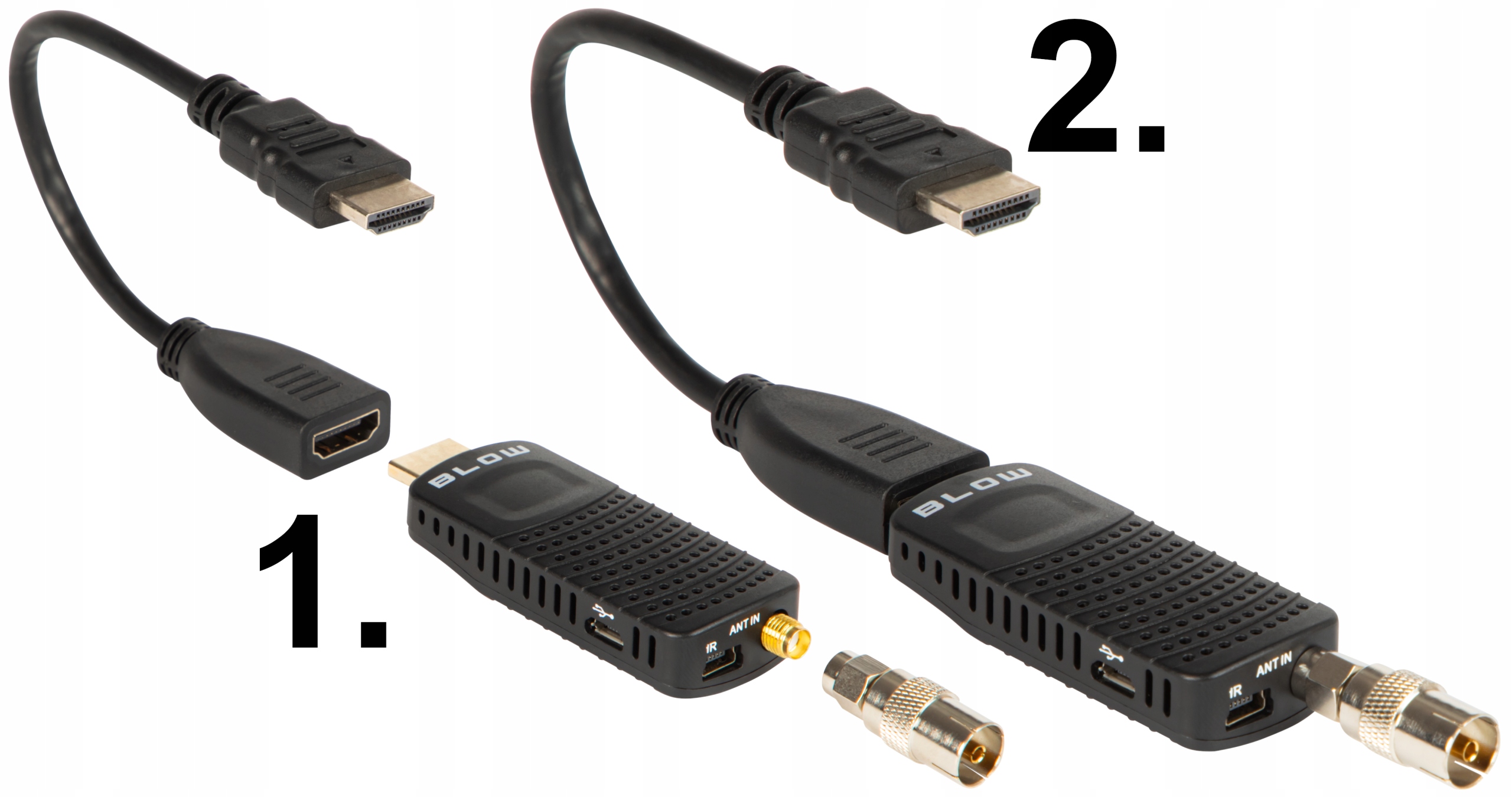 DEKODER TUNER TV DVB-T2 HEVC H.265 FULL HD MINI STICK PILOT BATERIE ZESTAW Rodzaj tunera DVB-T2