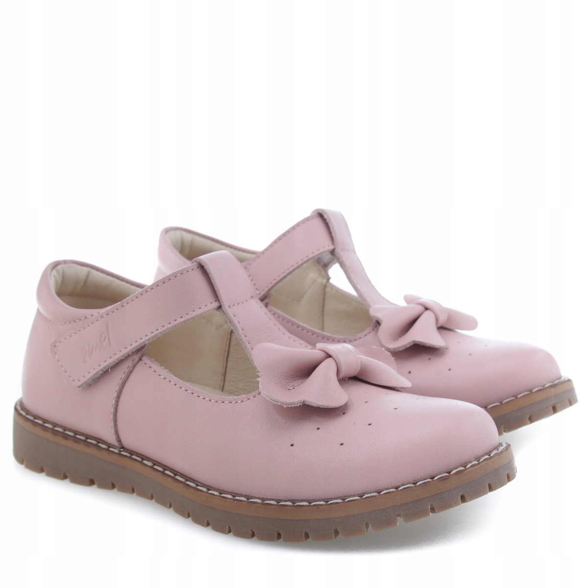 EMEL 2724-6 baleriny różowe 28 na rzepy skóra