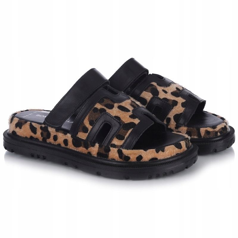 Nazouváky pantofle Bombonella 10T 767.306 076-01 T Syh panterka Kůže VEL.38