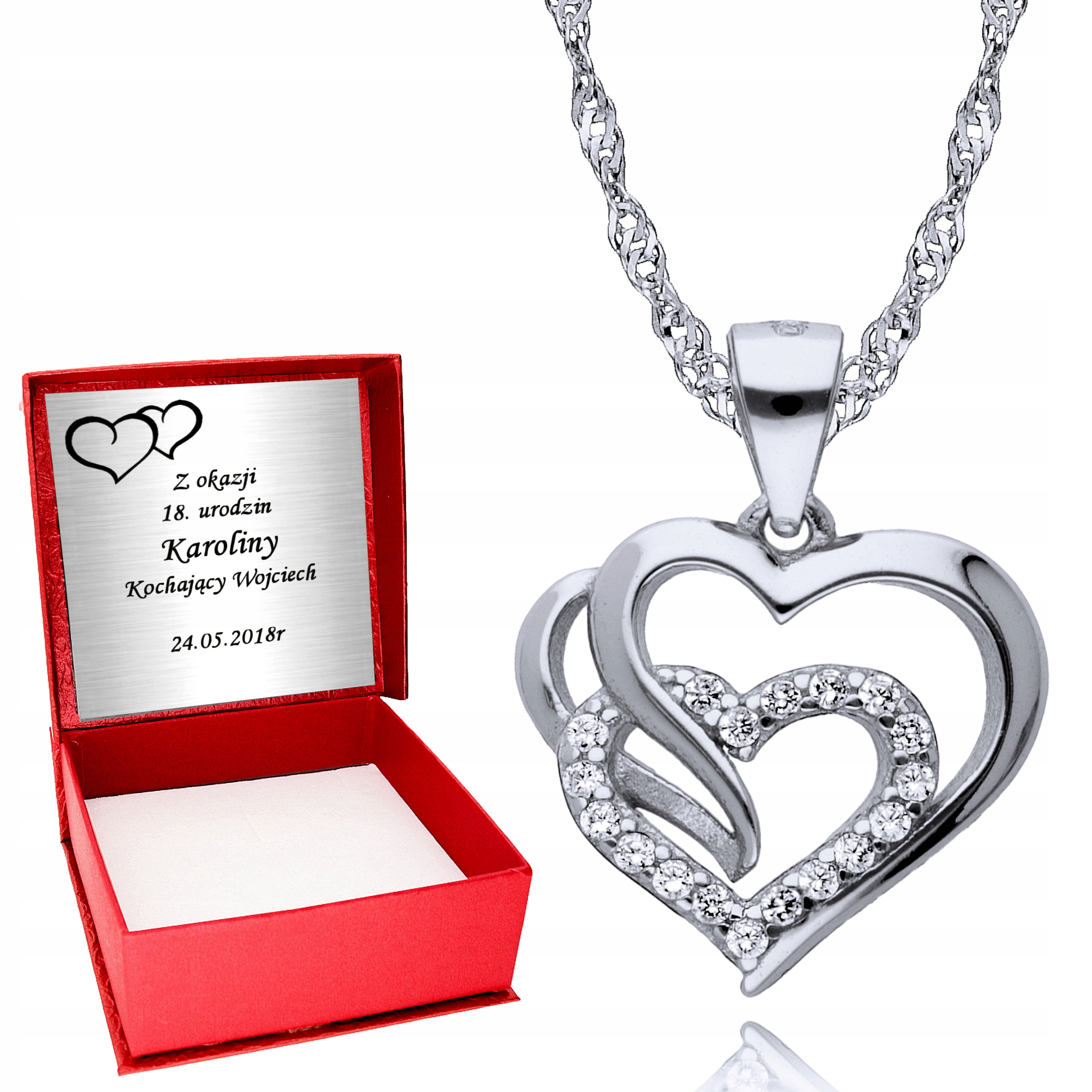 

Srebrny Łańcuszek 925 Serce Serduszko Srebro