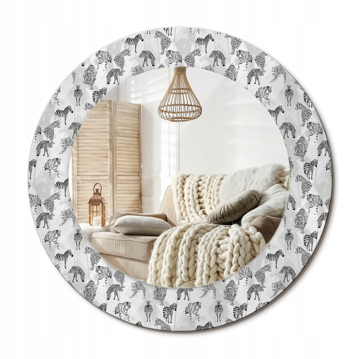 Okrúhle ozdobné zrkadlo na stenu do domácnosti kancelárie fi 50 cm Tropický tiger