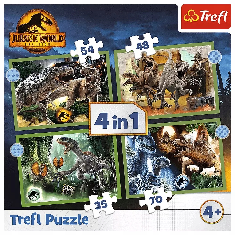 

Puzzle 4W1 Dinozaury 207 Jurassic World 4+ Trefl