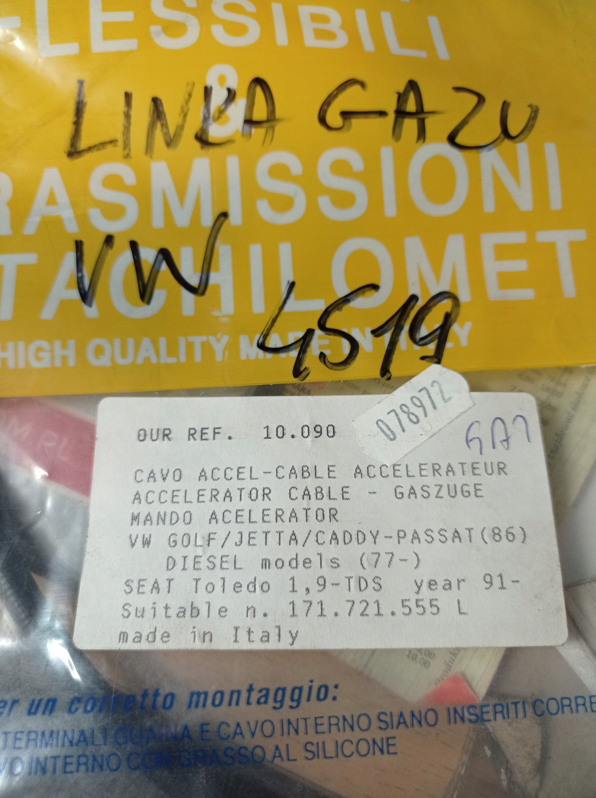 10.090 Linka gazu 171721555L Toledo Passat 1.9