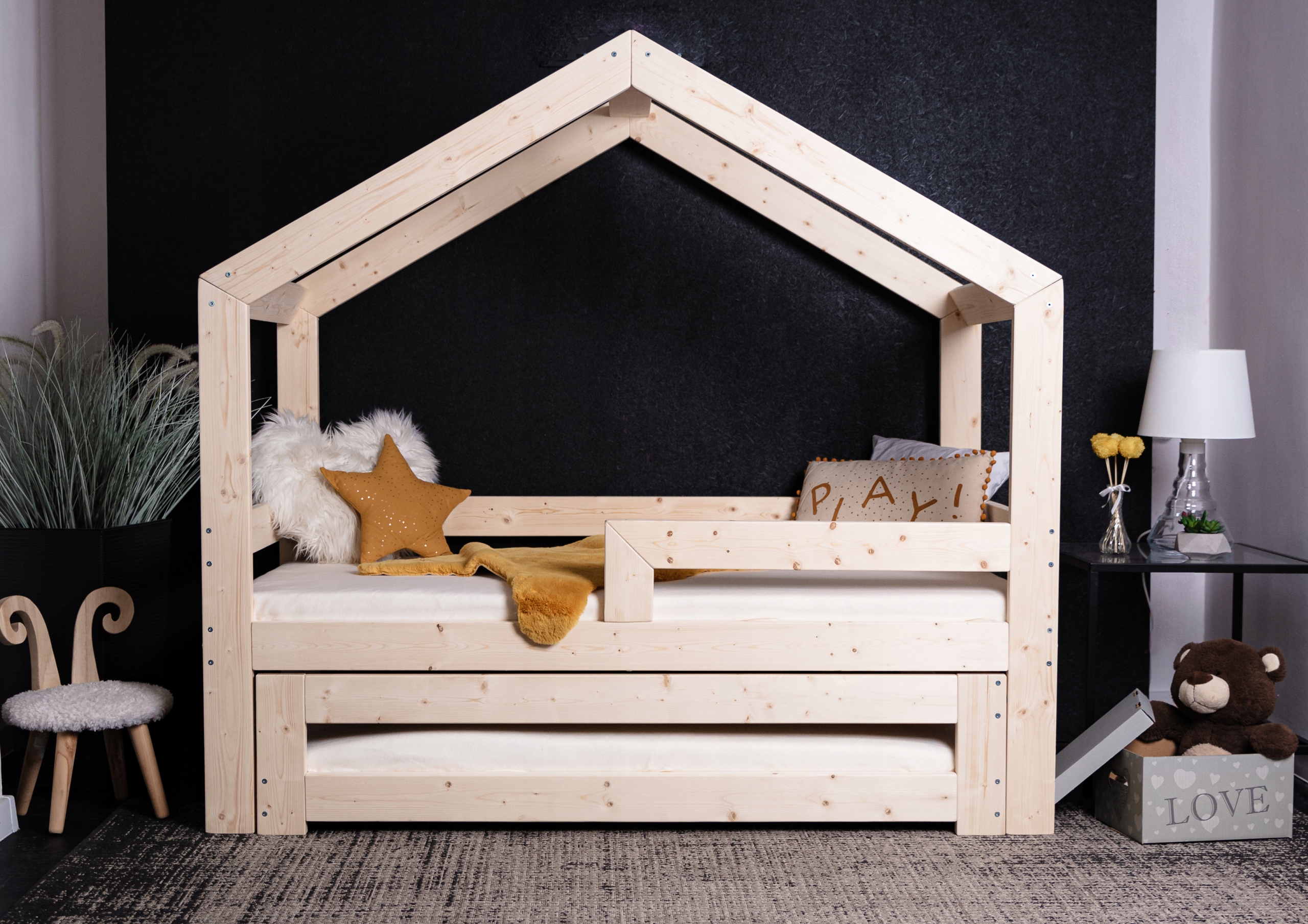 DZIECIĘCE ŁÓŻKO DWUOSOBOWE DOMEK 90X200 PIĘTROWE WYSUWANE DLA DZIECKA EAN (GTIN) 5903855429420