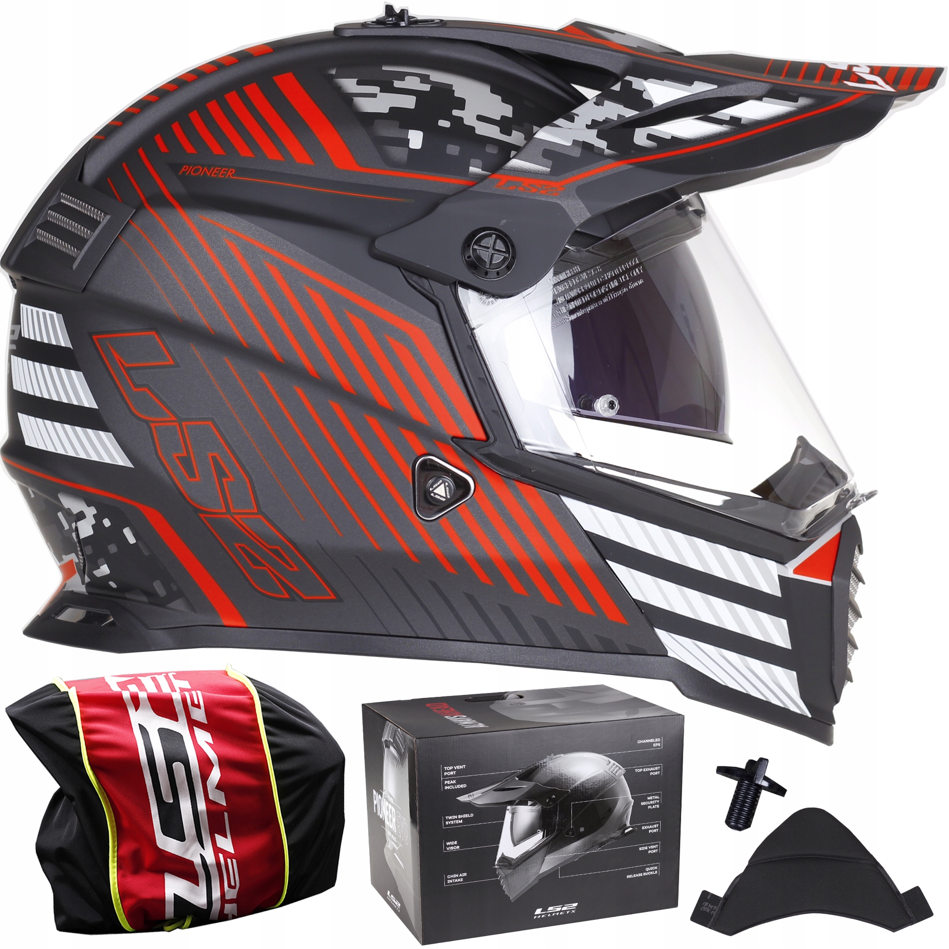 

LS2 MX436 Pioneer Evo Saturn Red Kask Cros Enduro