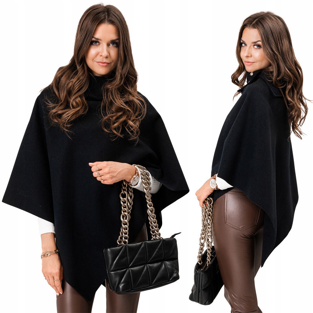 

Poncho damskie kołnierz 003MLR czarne one size