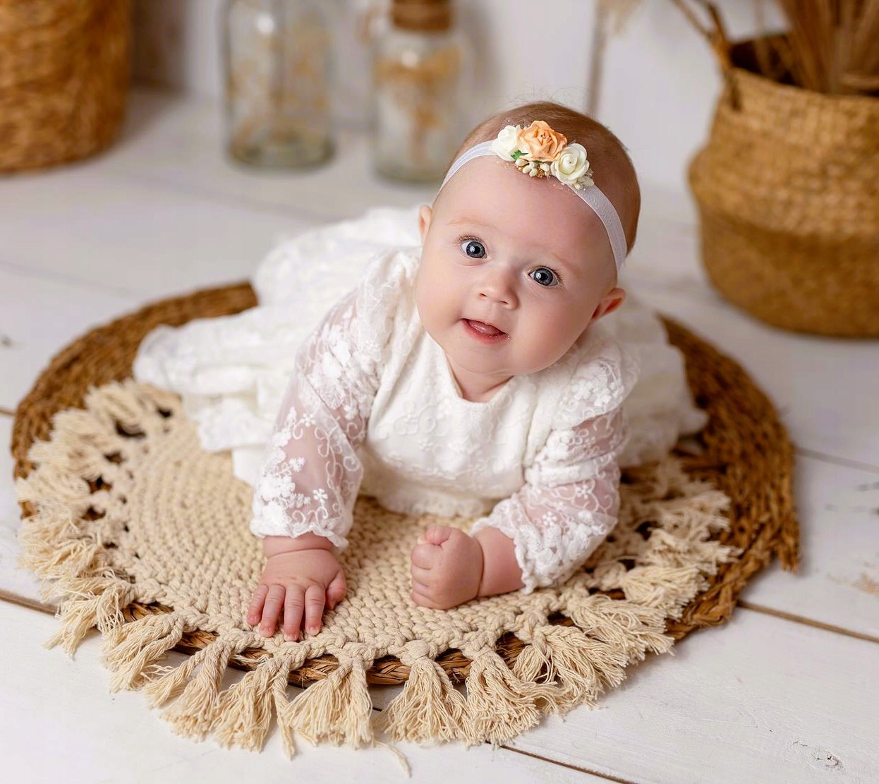 Sukienka do chrztu ecru GRACE Rozmiar 86