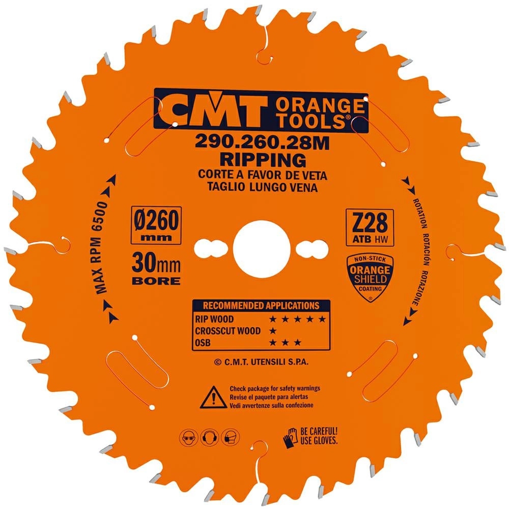 Cmt Piła do wzdłużnego cięcia drewna D260 F30 Z28 K2,8/1,8 290.260.28M