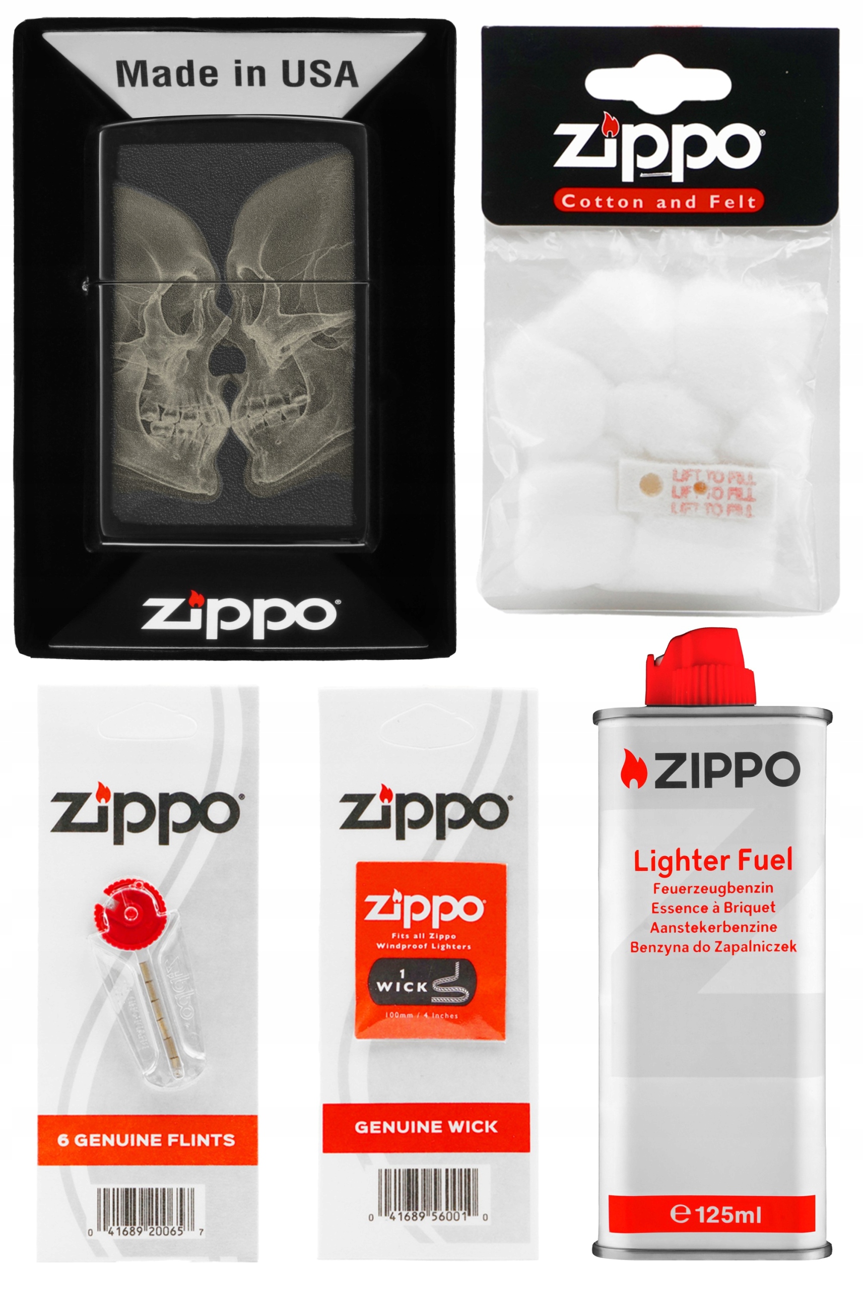 Zapalovač Zippo X Ray Kiss Design Benzín Kameny Knoty Vatová Tyč