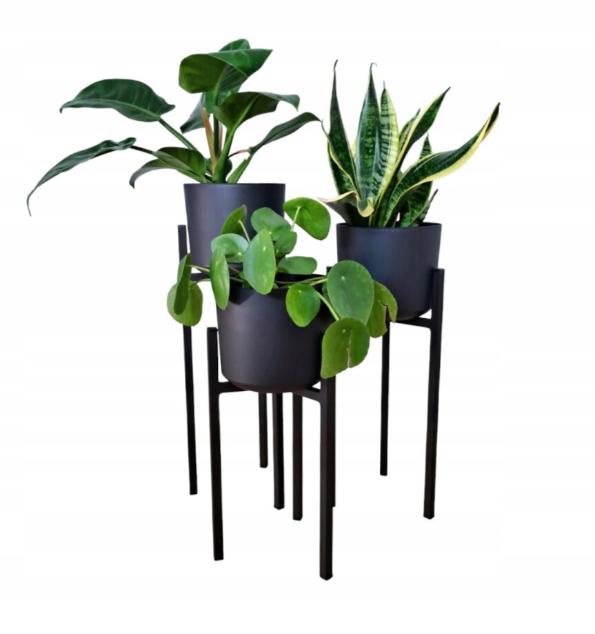 Stojan Na Kvety rastliny kovový 3 kvetináče Sada loft