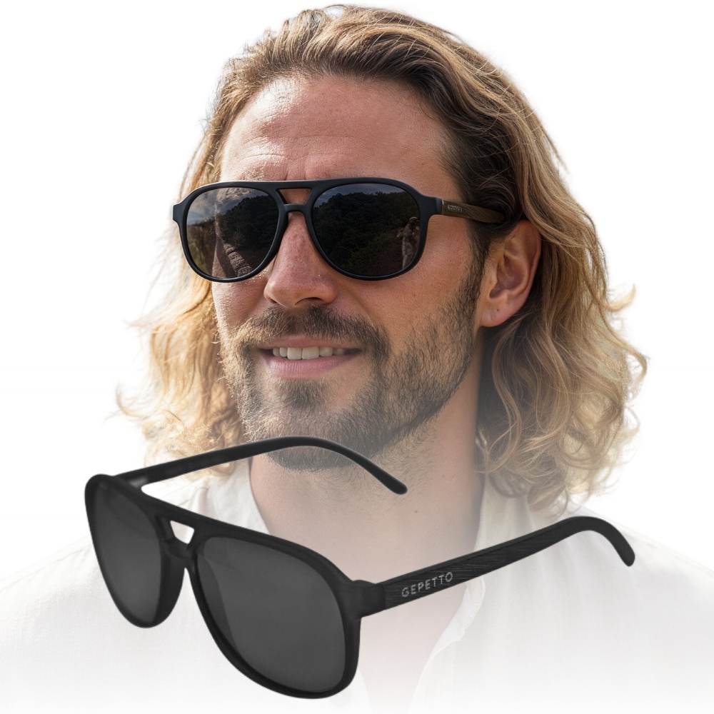 Okulary przeciwsłoneczne Gepetto Greg Black Raven z polaryzacją, UV400 etui