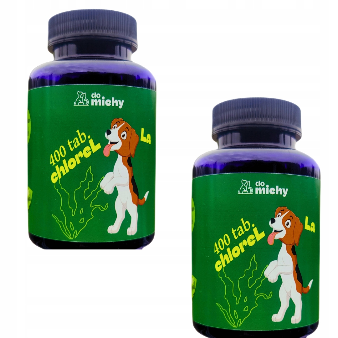 Levně Chlorella pro psa a kočku zdravá řasa Do michy sada 2 x 400 tablet