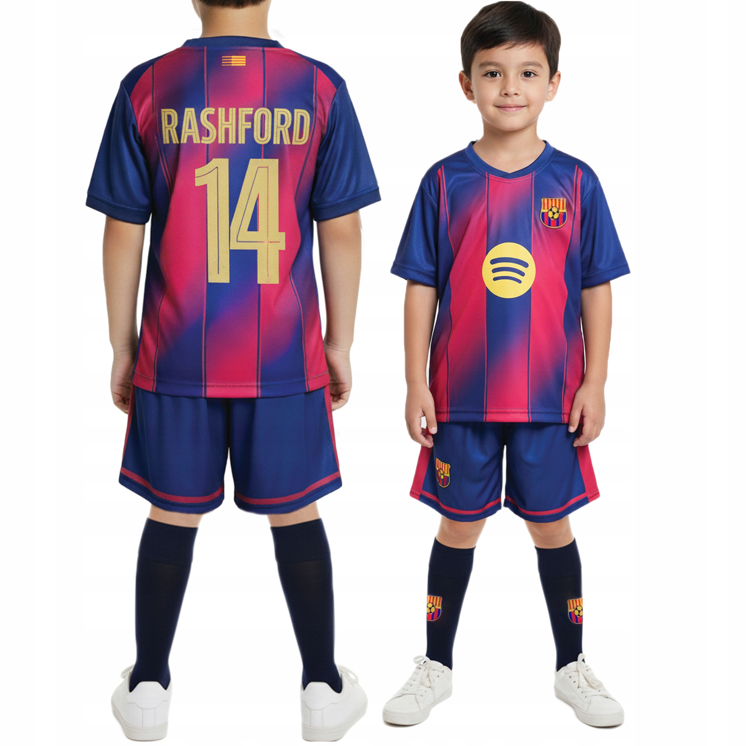 Strój Piłkarski Rashford Barcelona z Getrami 140 cm Komplet Dla Dzieci