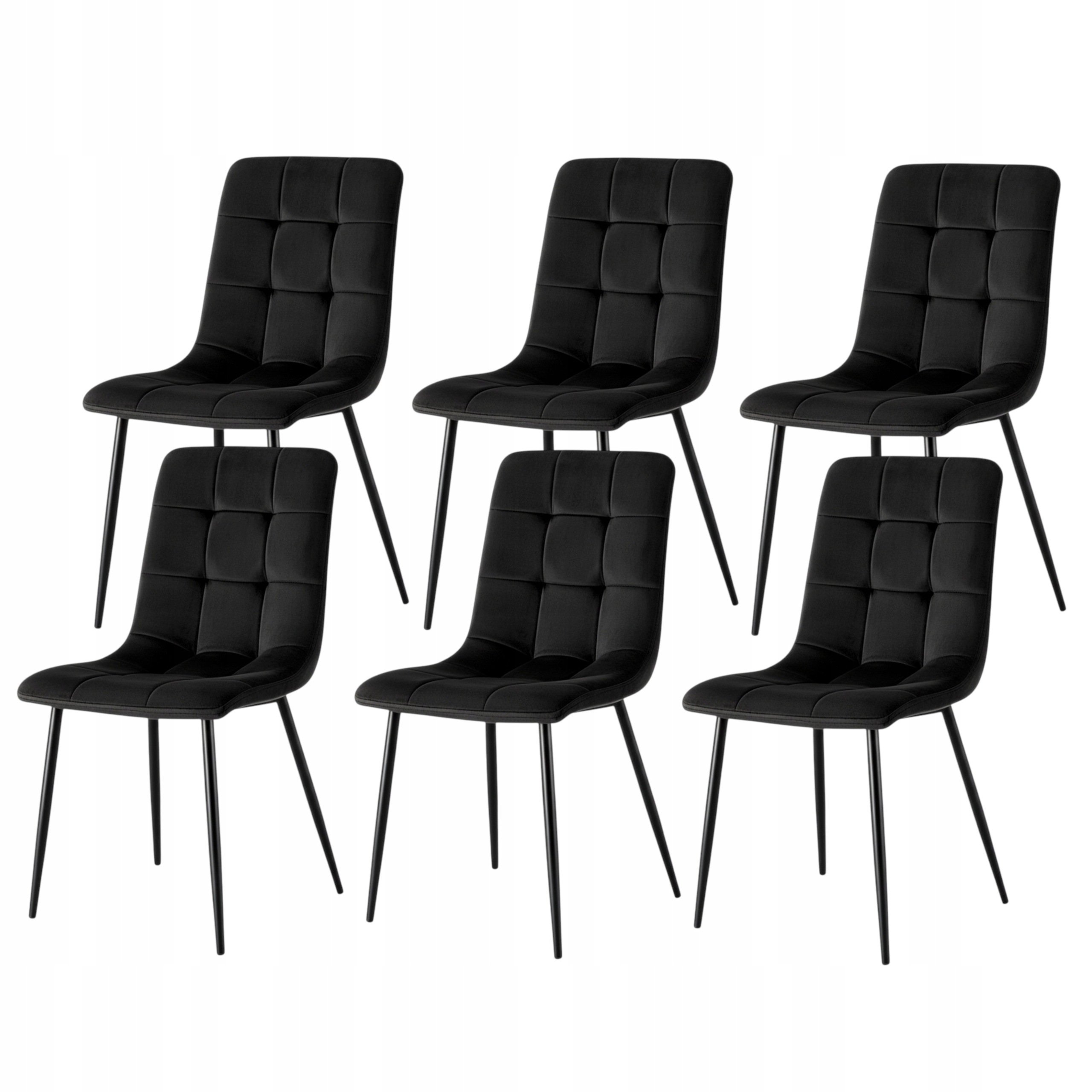 Čalúnená stolička z velúru, čierna, kuchynská, do jedálne, obývačky, izby x6