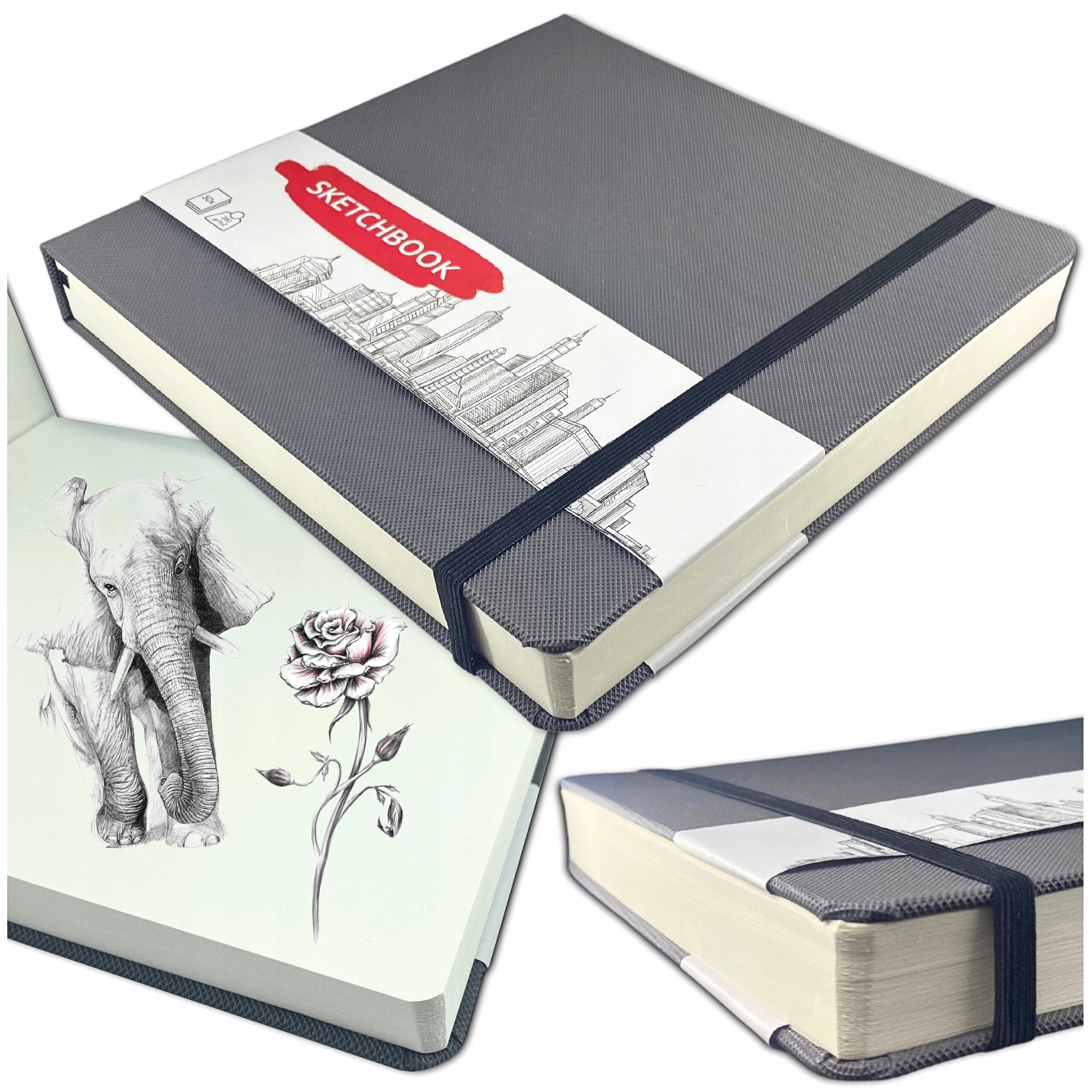 SZKICOWNIK 20x20cm Z GUMKĄ TWARDA OPRAWA RYSOWNIK 50K