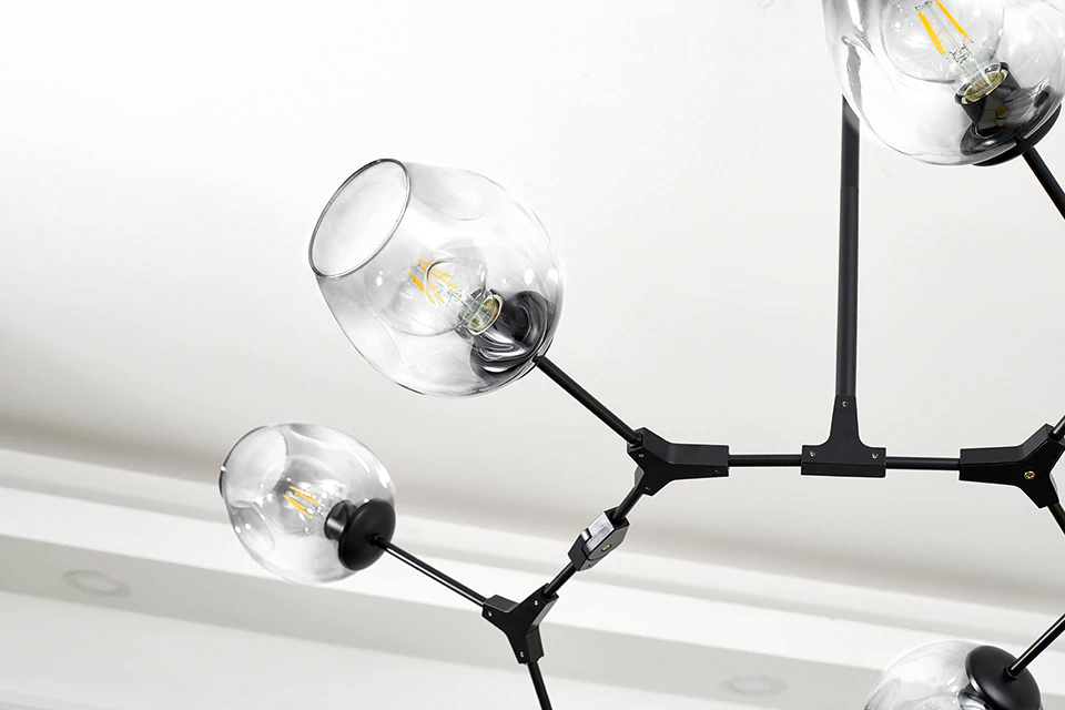 LAMPA WISZĄCA SUFITOWA CZARNA SZKLANE KULE 7 E27 Kolekcja APP505-7C