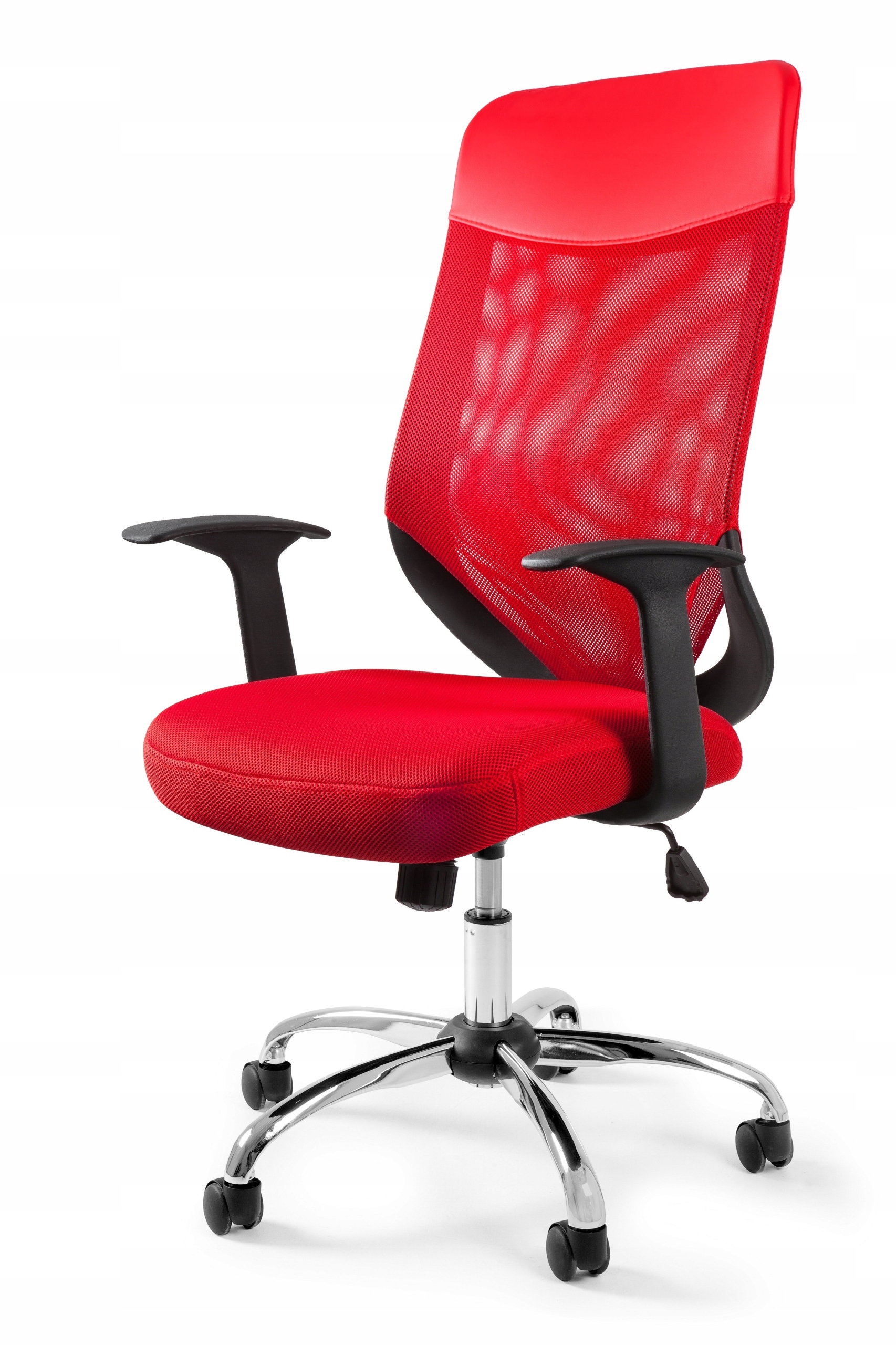 Krzesło Obrotowe Mobi Plus Czerwone Biurowe Siatkowe Regulowane do Biurka