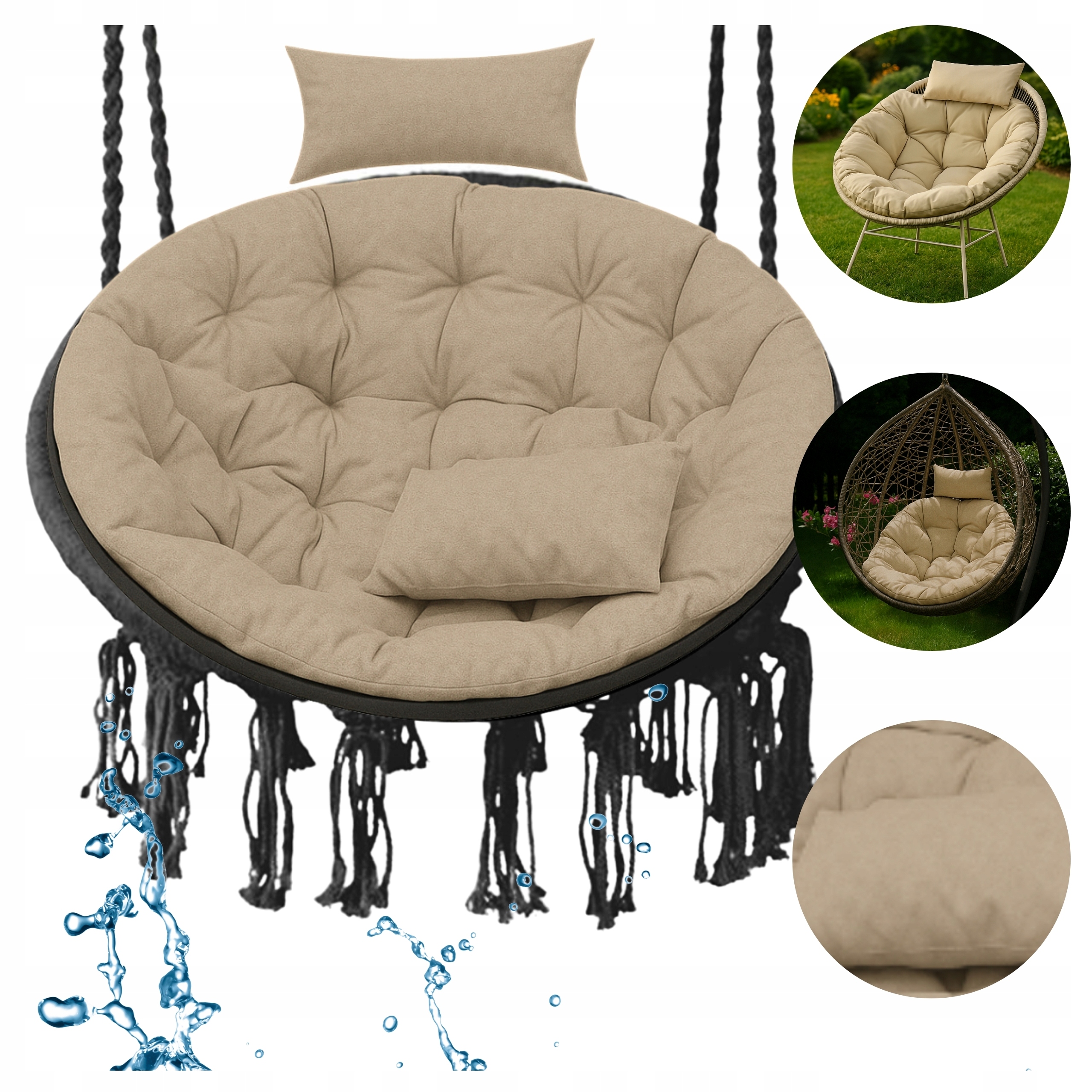 Polštář na houpačku závěsné křeslo provázkové Kokon zahradní Voděodolný Bonus