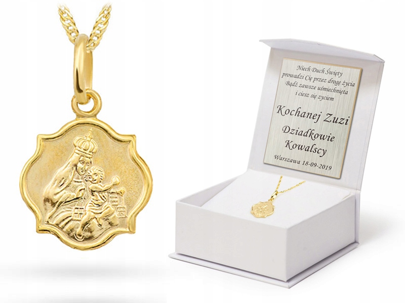 Řetízek Zlatý Medailonek Škaplerz Křest Svaté Přijímání