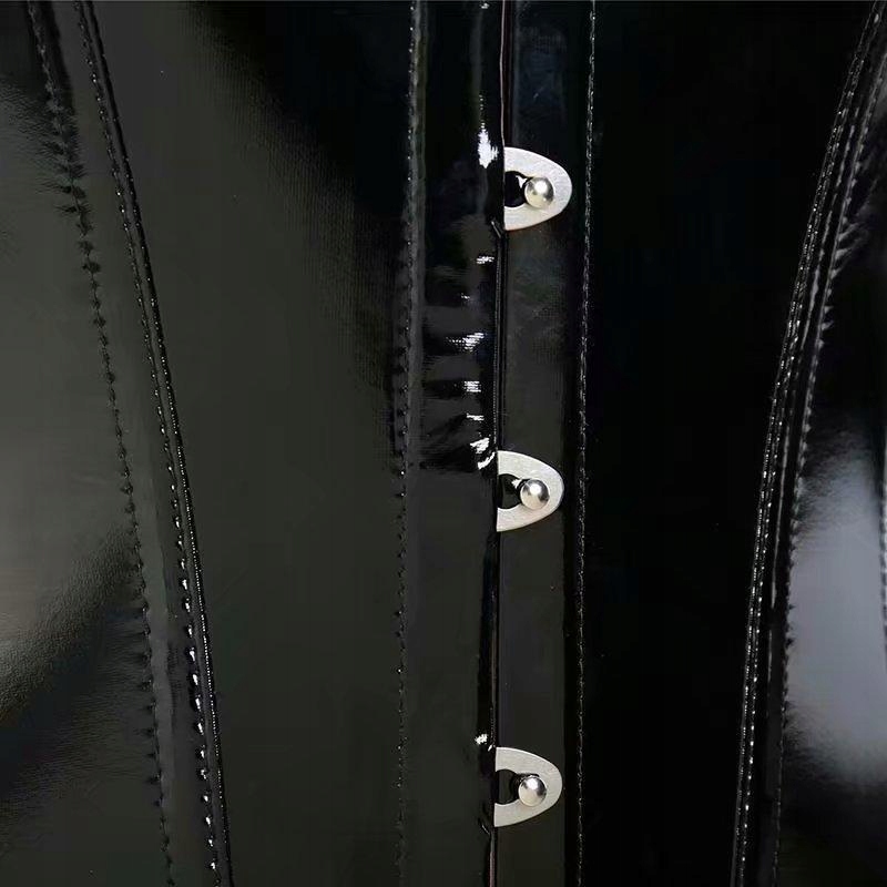 Czarny GORSET LATEKSOWY damski pas gorsetowy Z LATEKSU Latex body damskie S Rozmiar S