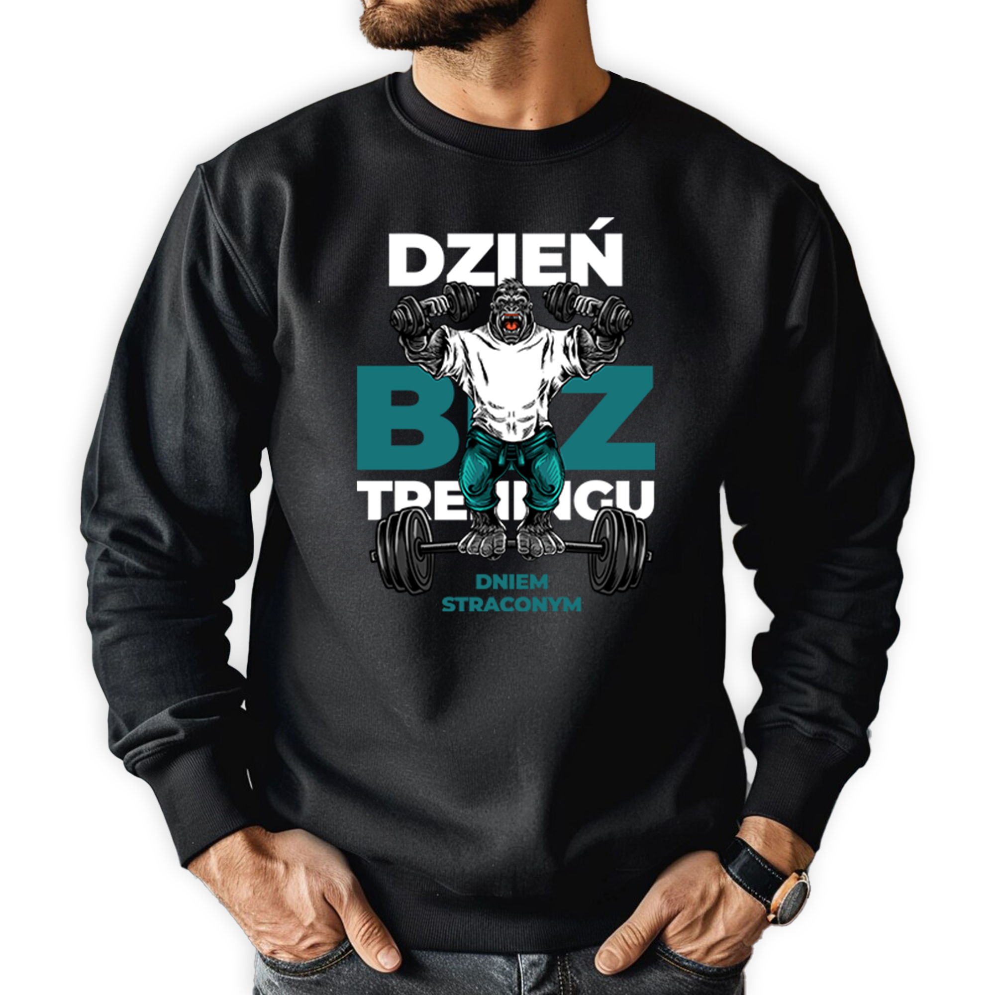 Mikina Černá Pánská Dárek pro trenéra v posilovně Den bez tréninku XL