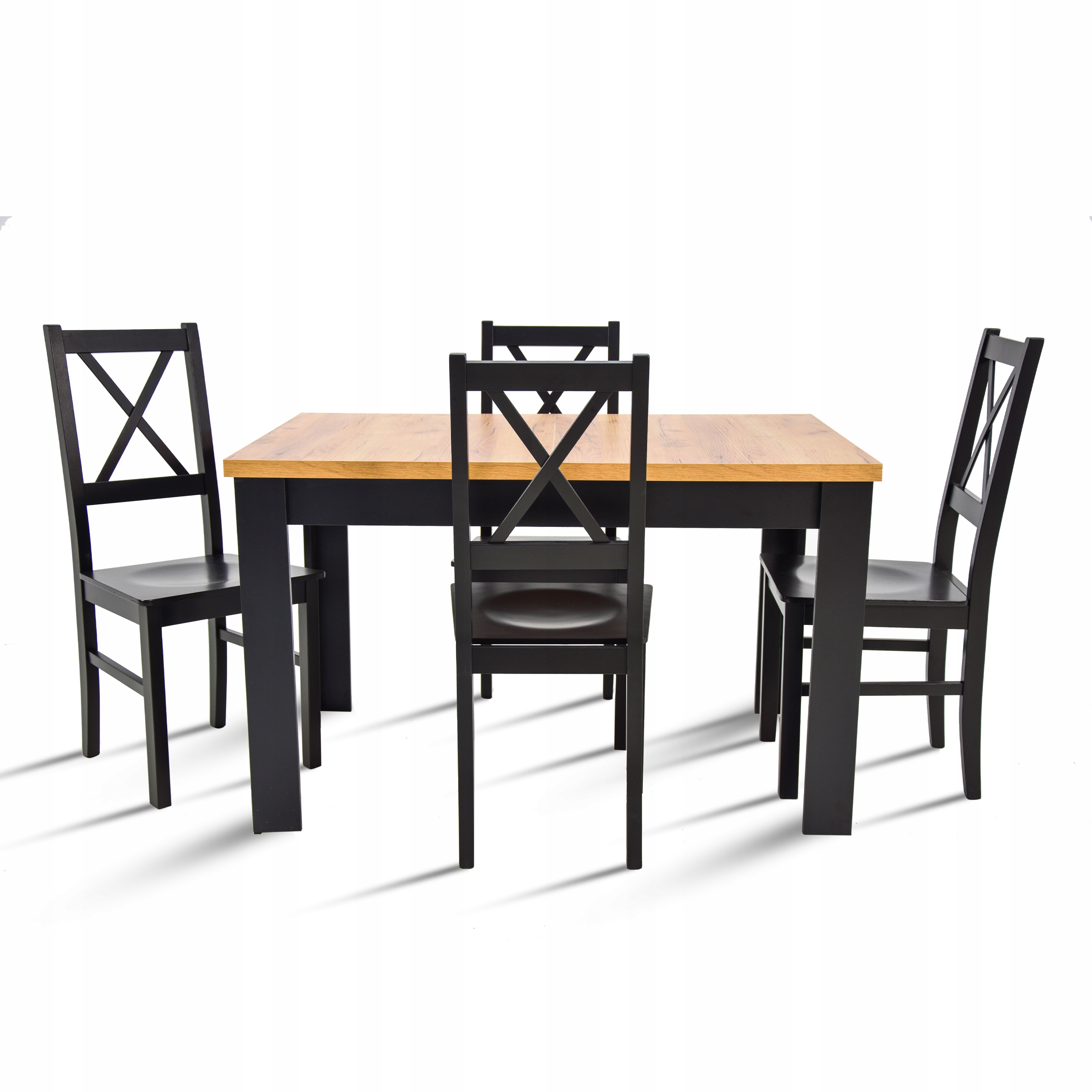 

Zestaw do salonu stół 80x120/160 4 krzesła drewno