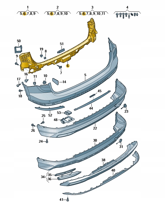 ELEMENT ZAMYKAJĄCY ZDERZAK TYŁ AUDI Q3 ASO ORYG