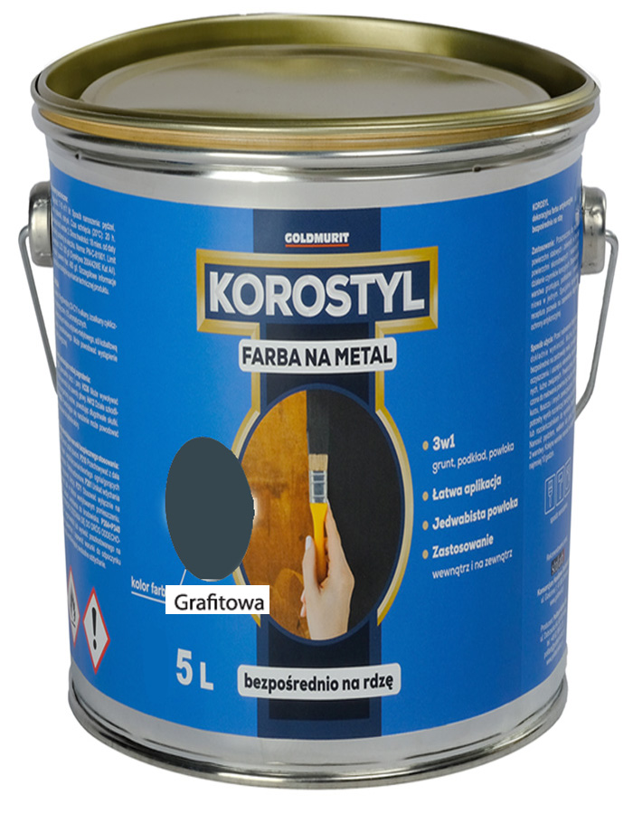 Korostyl Grafitowy półmat 5L farba na metal 3w1 Goldmurit