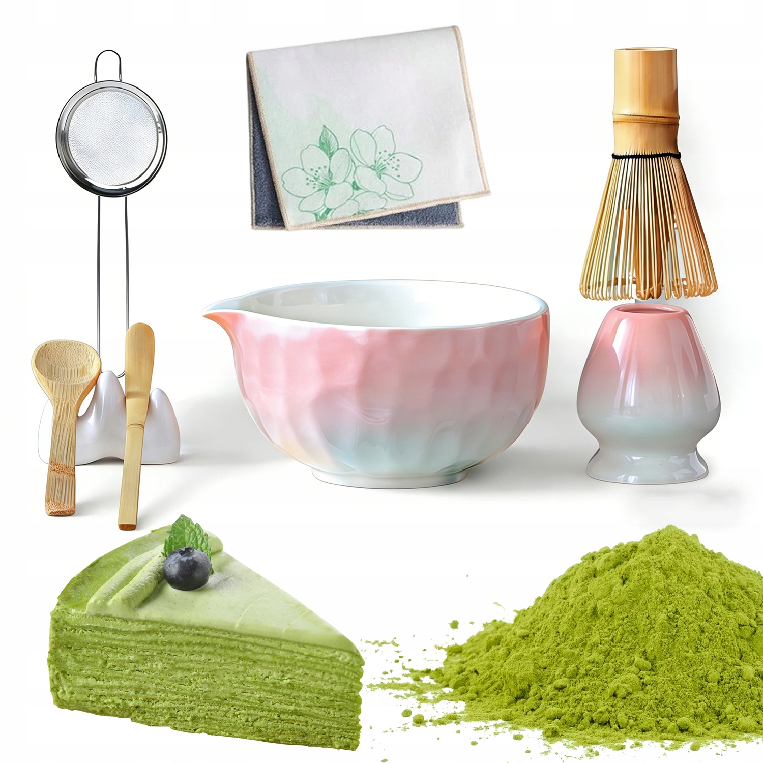 Keramický Čajový Set Matcha S Metličkou A Sítkem