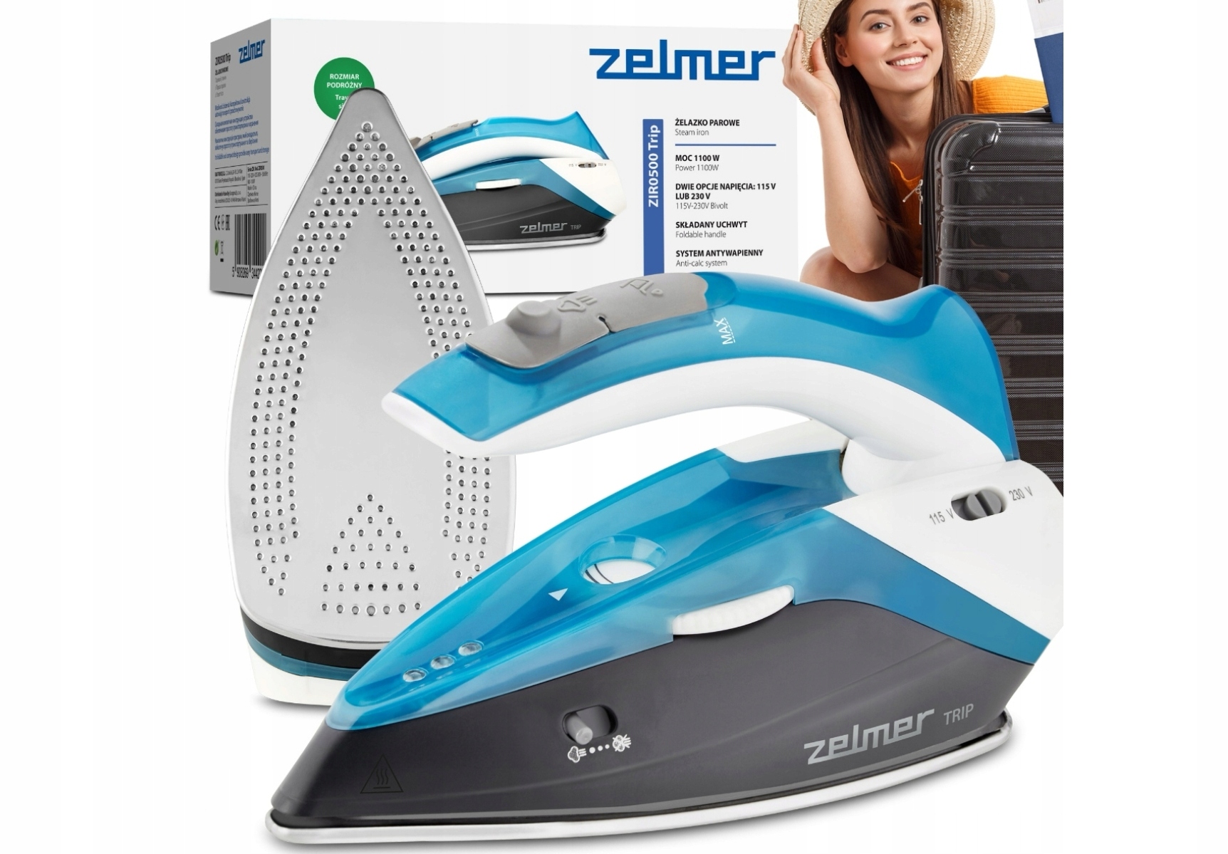 Żelazko turystyczne Zelmer ZIR0500 Trip 1100 W podróżne składane
