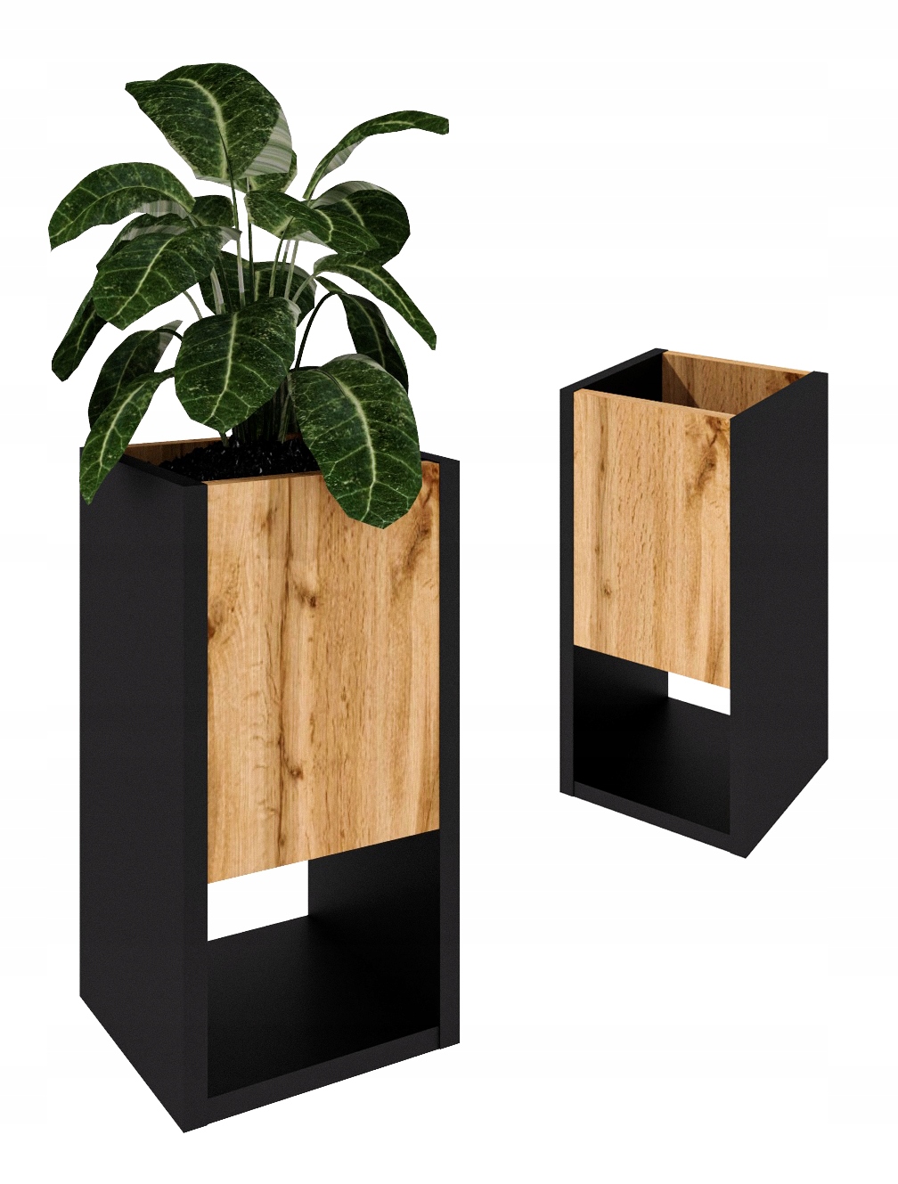 Stojanový květináč Dřevěný loftový květináč Dub Wotan 45x22,6x22,6