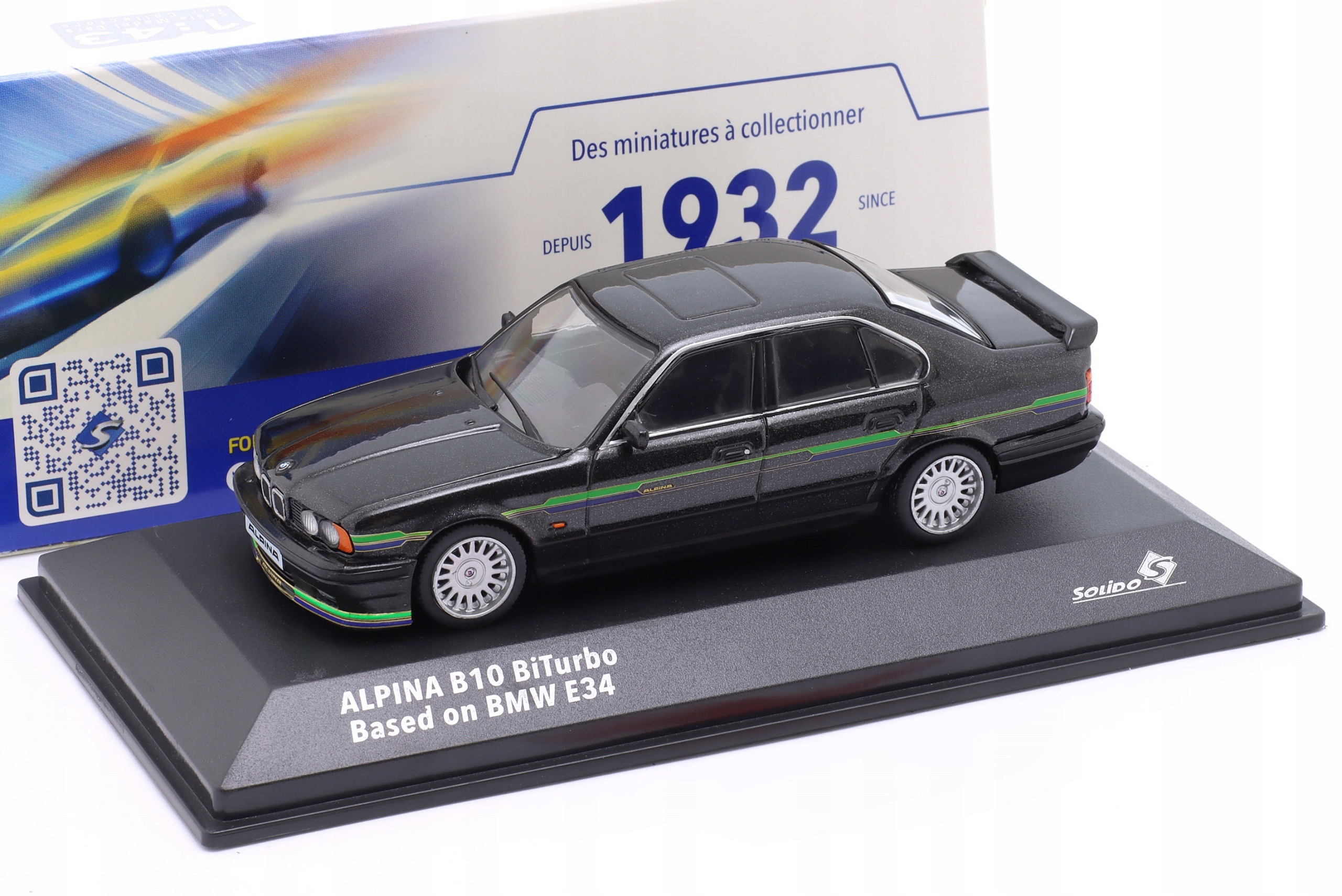 Solido Bmw Alpina B10 Biturbo (E34) 1994 Black metallic 1:43
