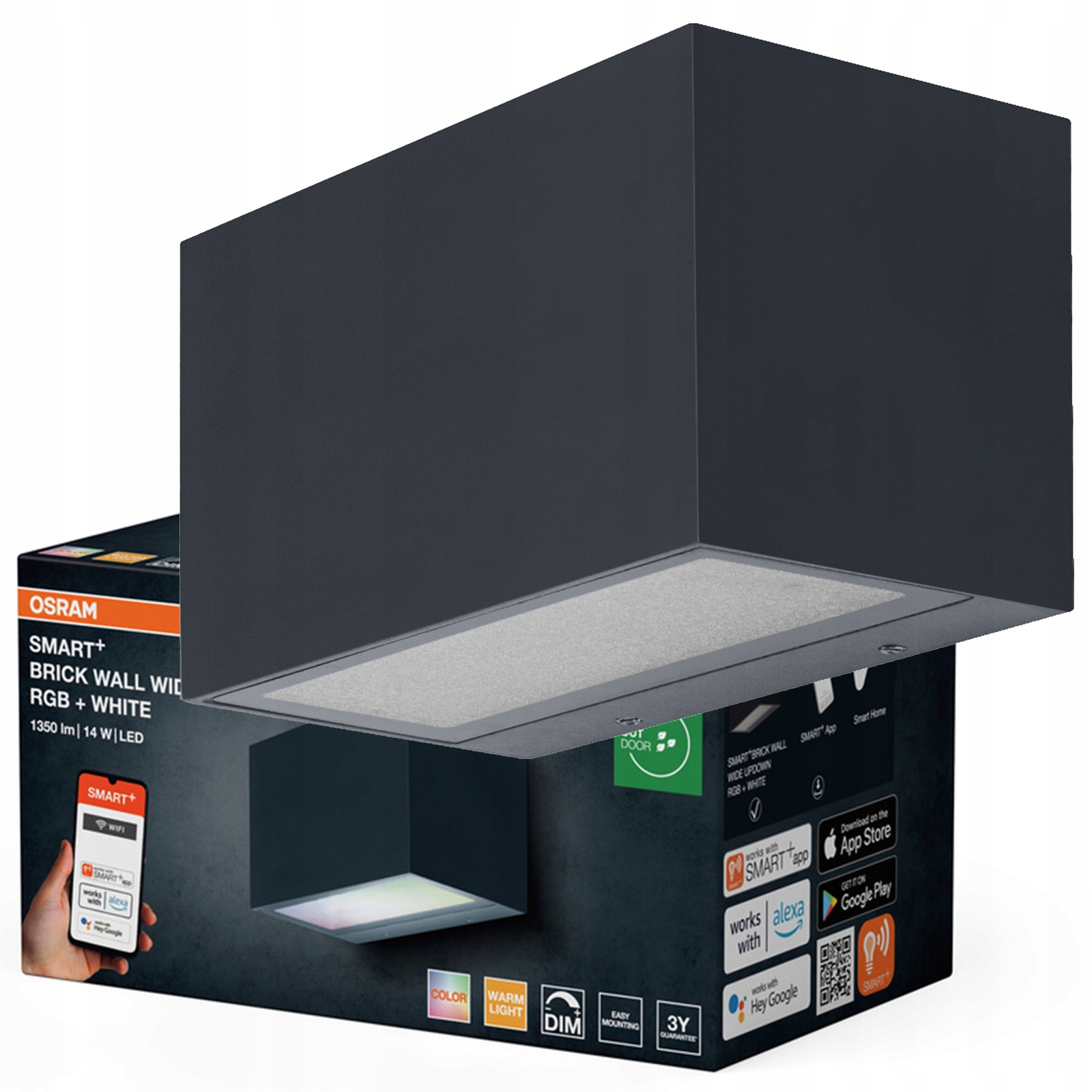 Záhradné nástenné svietidlo Vonkajšia Led lampa 14W 600lm 3000K IP44 Smart+ Wifi