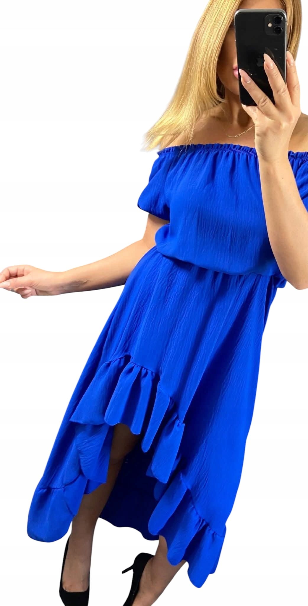 V0034 Elegantní Šaty S Chabrovým Volánem vel. 46 (3XL)