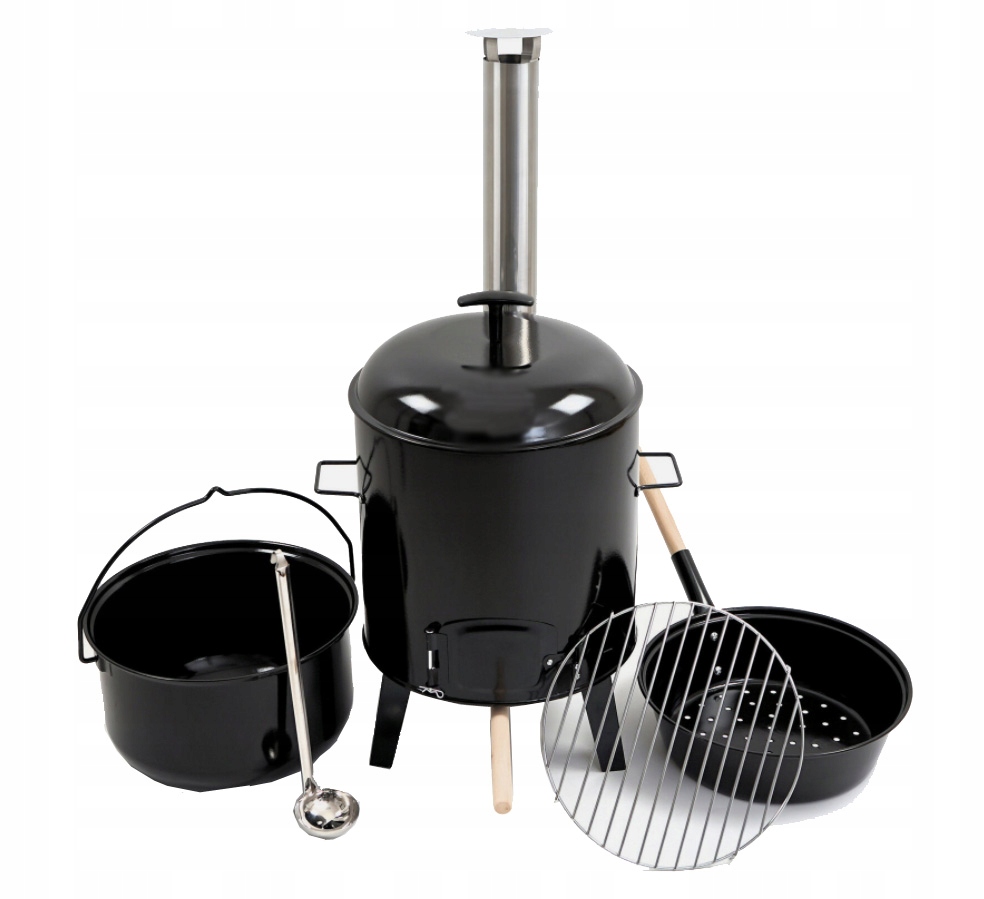 Kociołek Myśliwski z Paleniskiem Garnek Chochla Komin