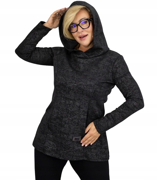 Přiléhavá dlouhá mikina klokanka s kapucí Sportovní Elegance M