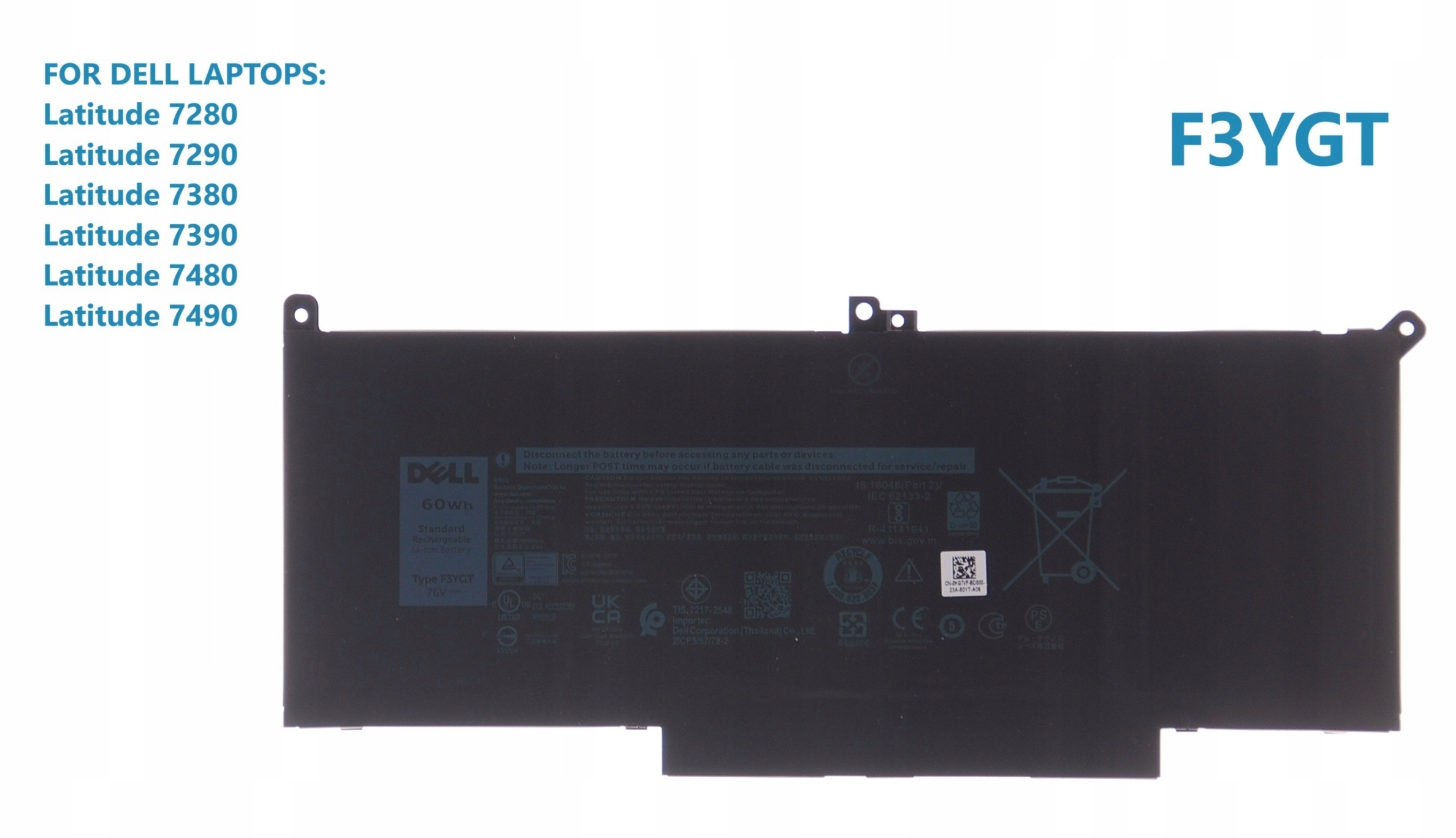 Nová Originální Baterie Dell Latitude 7480 7280 7380 7290 7390 7490 F3YGT