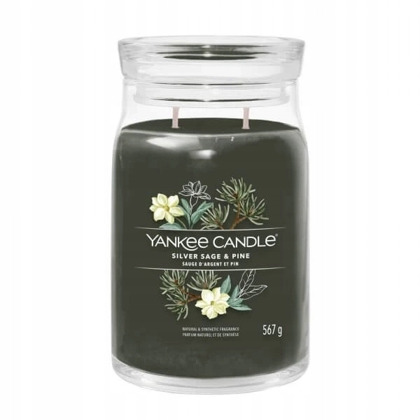Yankee Candle Silver Sage & Pine Velká sójová svíčka se dvěma knoty 567 g