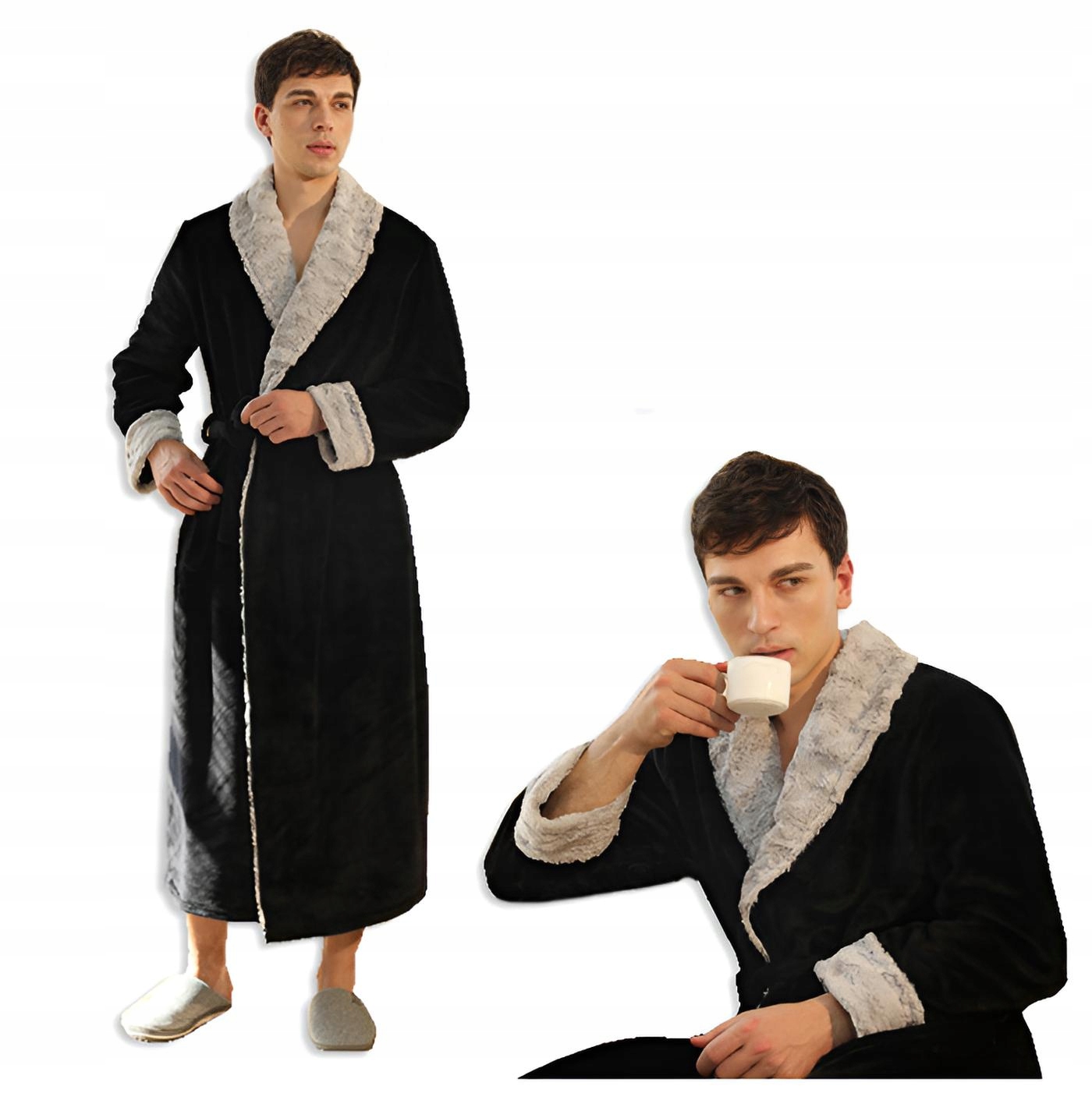 Župan pánský Měkký Teplý Plyšový na zavazování Hotelový elegantní Dlouhý M