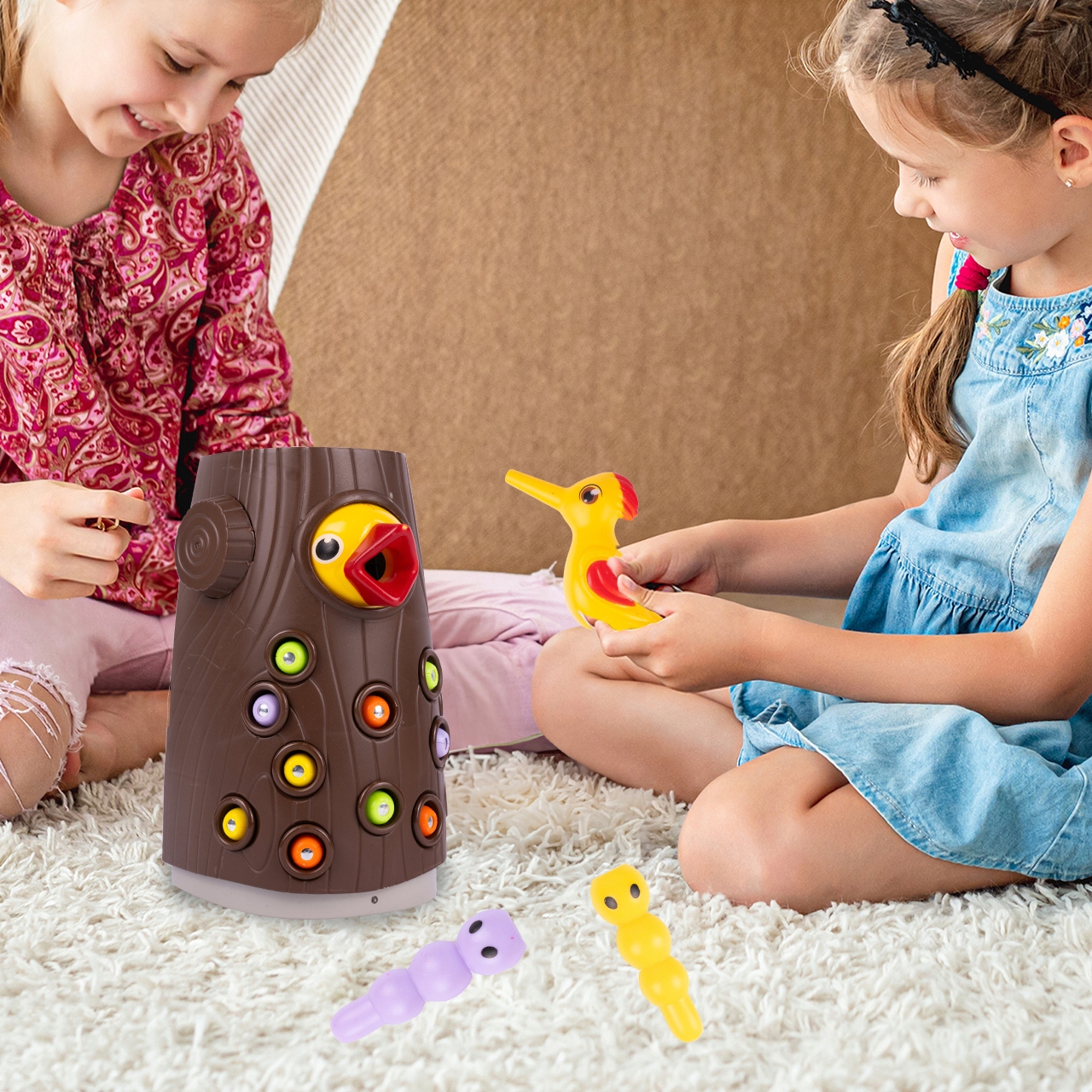 GRA RODZINNA ZRĘCZNOŚCIOWA NAKARM DZIĘCIOŁA ZŁAP ROBACZKA MAGNETYCZNA Płeć chłopcy dziewczynki