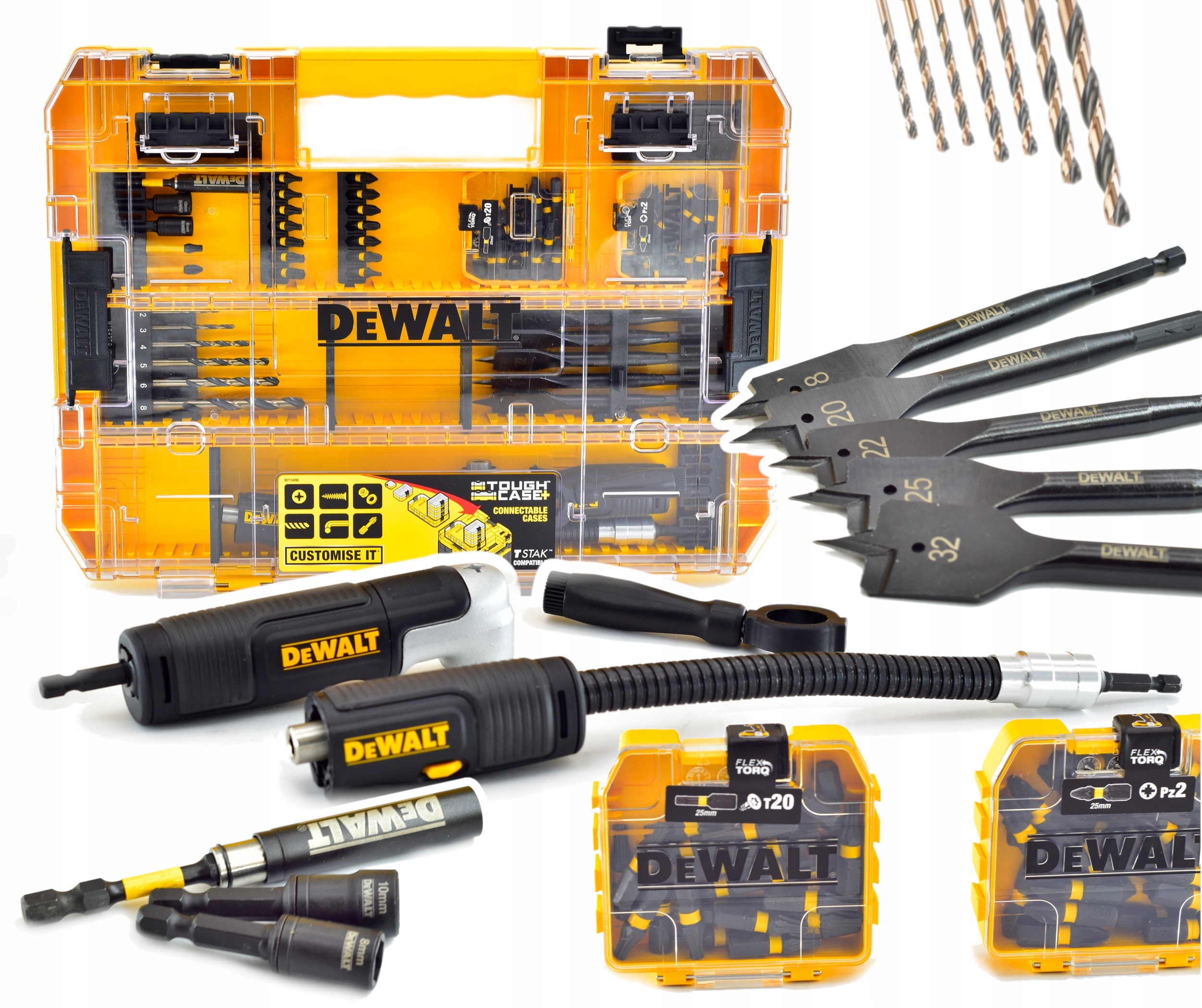 Sada bitov Vŕtačky s uhlovým nadstavcom, 85 ks DeWalt DT70776 Adaptéry