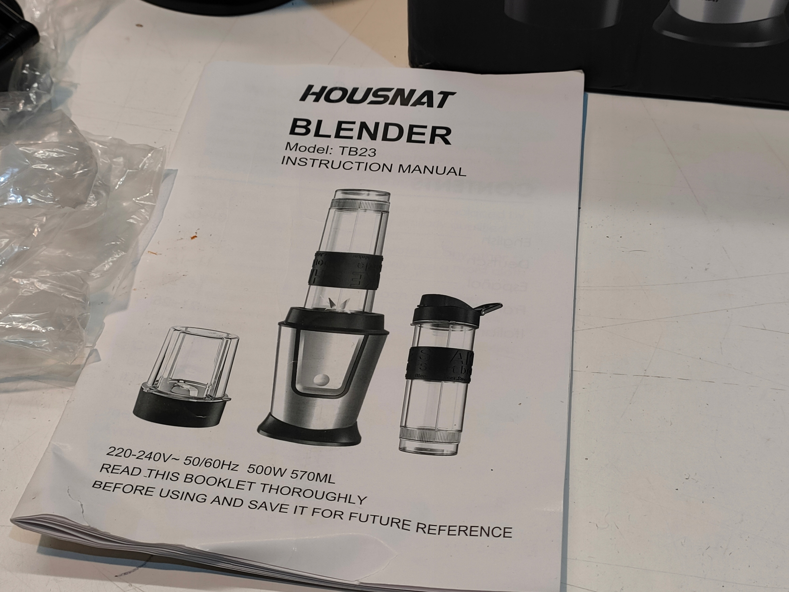 HOUSNAT Blender Do Smoothie 500W Z Młynkiem 2 Butelki Tritan 570ml — miniatura 12