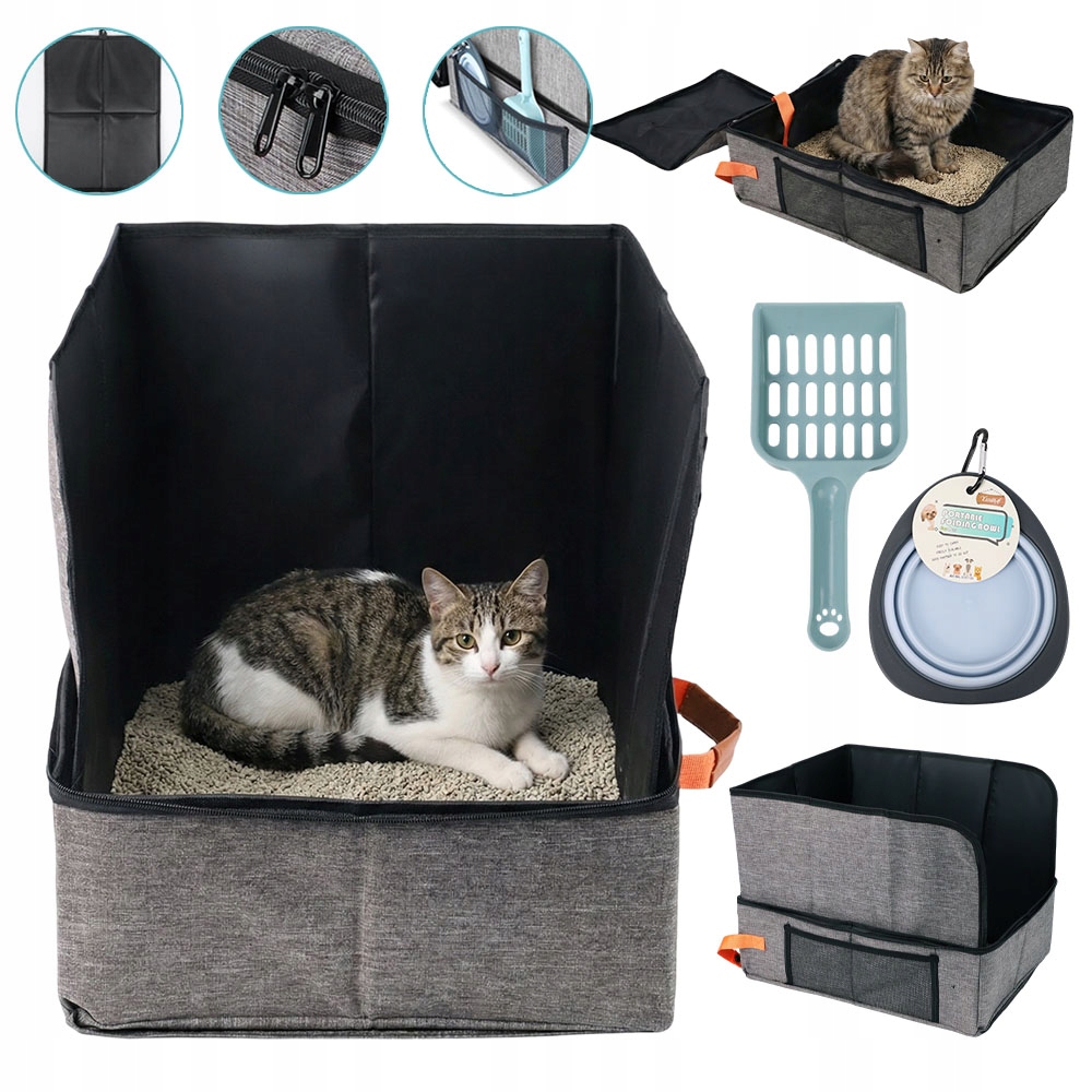 Toaleta Pro Kočky Velká šedá s zesílenou základnou a lopatkou, voděodolná