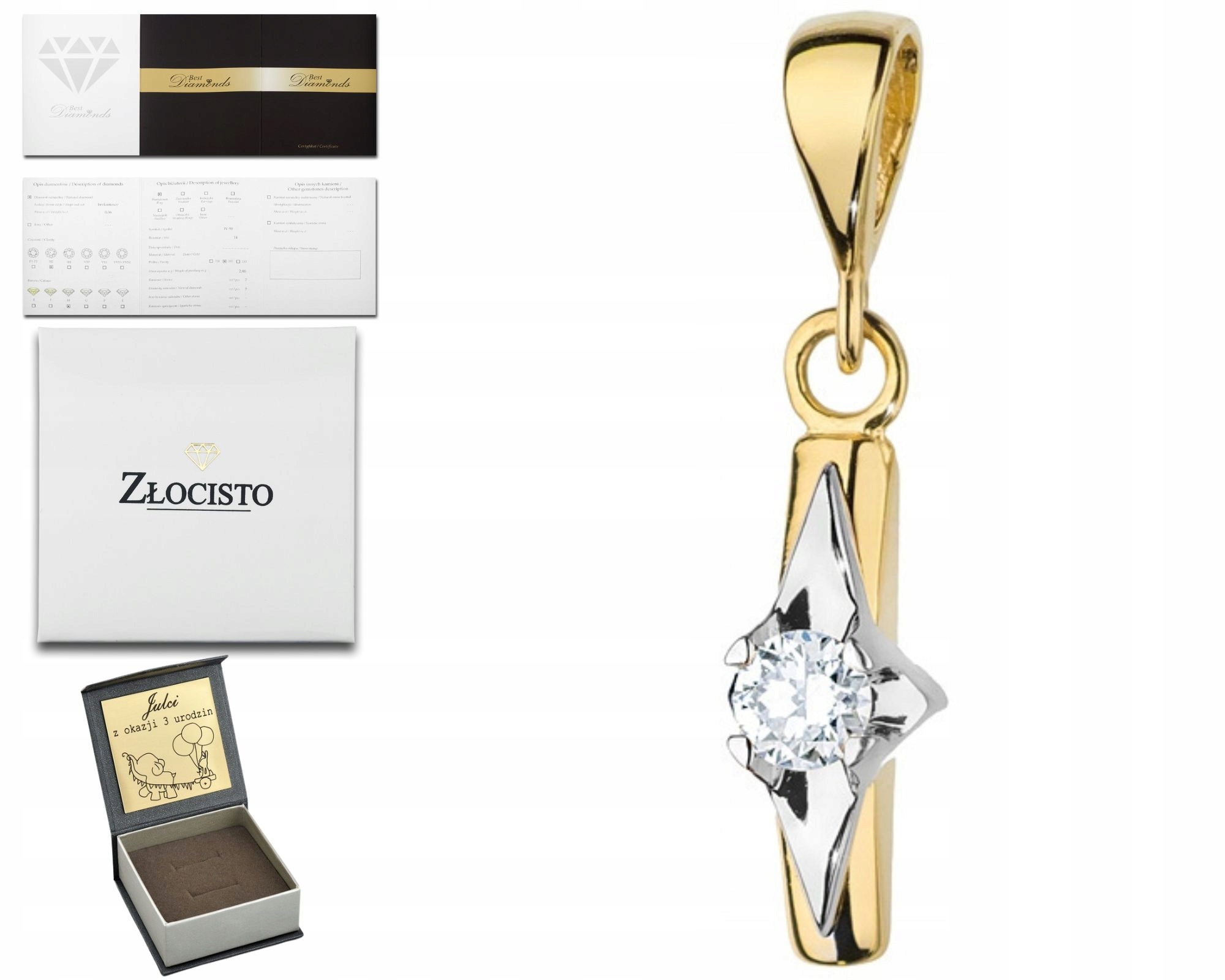 Zlatý Přívěsek Přívěsek S Briliantem A Diamantem 585