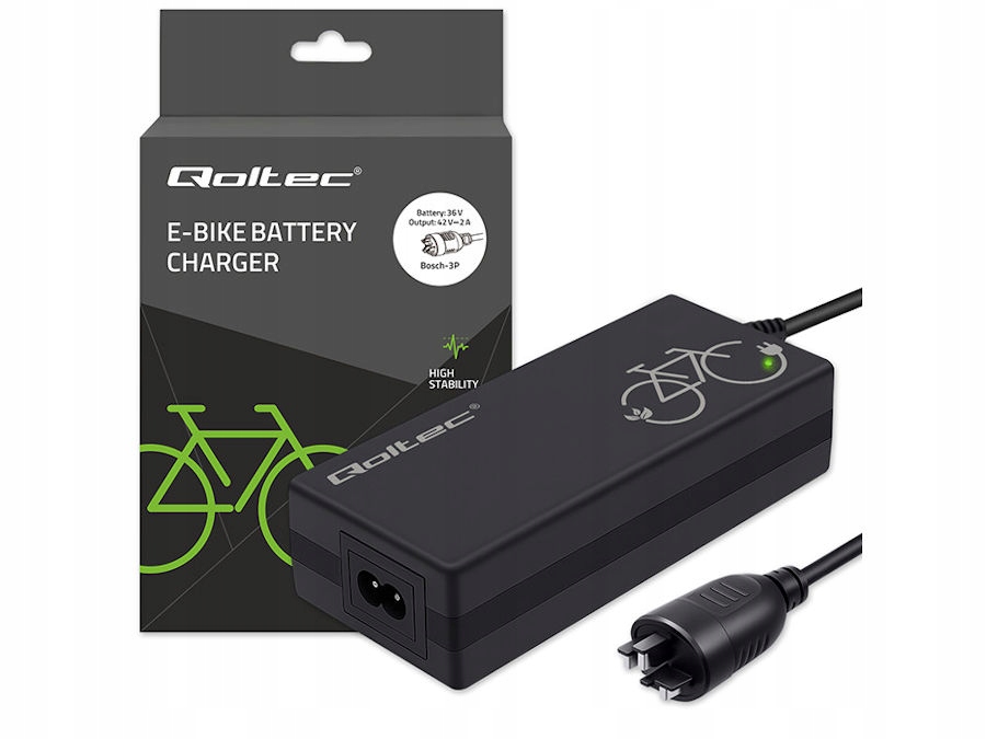 Ładowarka do roweru skutera elektrycznego 36V 42V 2A wtyk Bosch 3Pin Qoltec