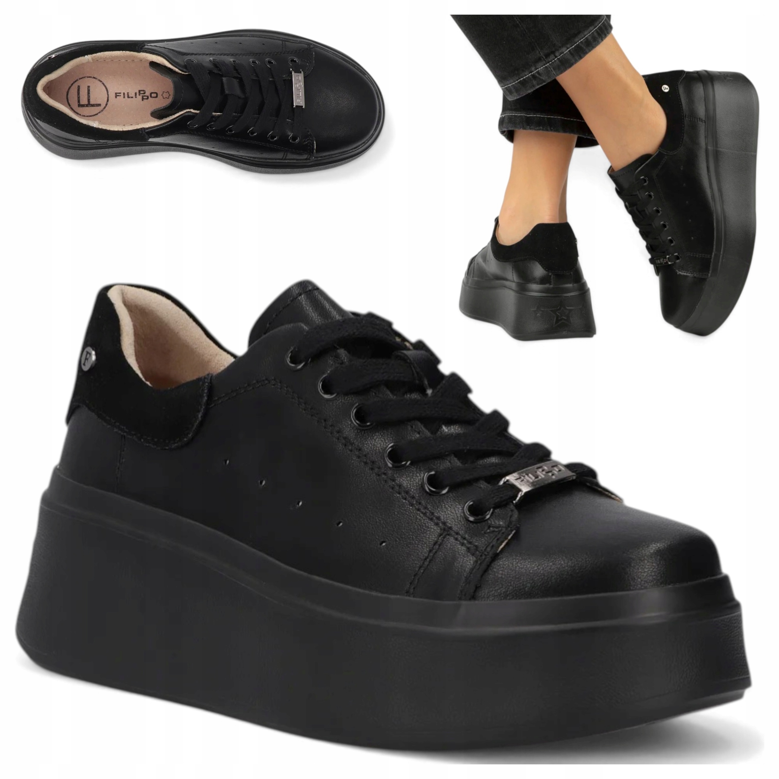 Dámské kožené tenisky 37 Filippo Pohodlné polobotky Jarní platforma